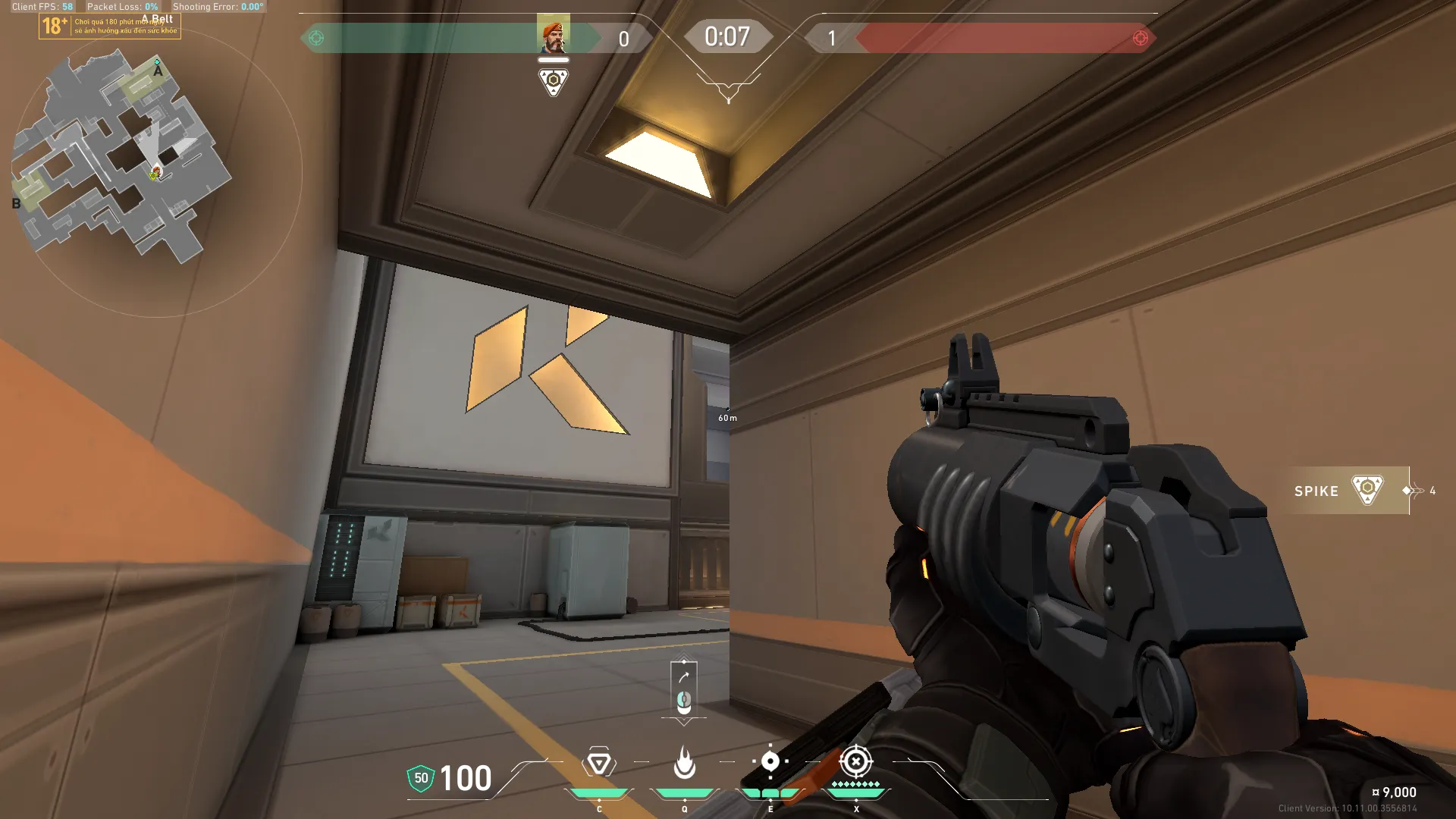Brimstone Incendiary on Icebox Attack Site A — step 3 of 4: Aim — line up the shot