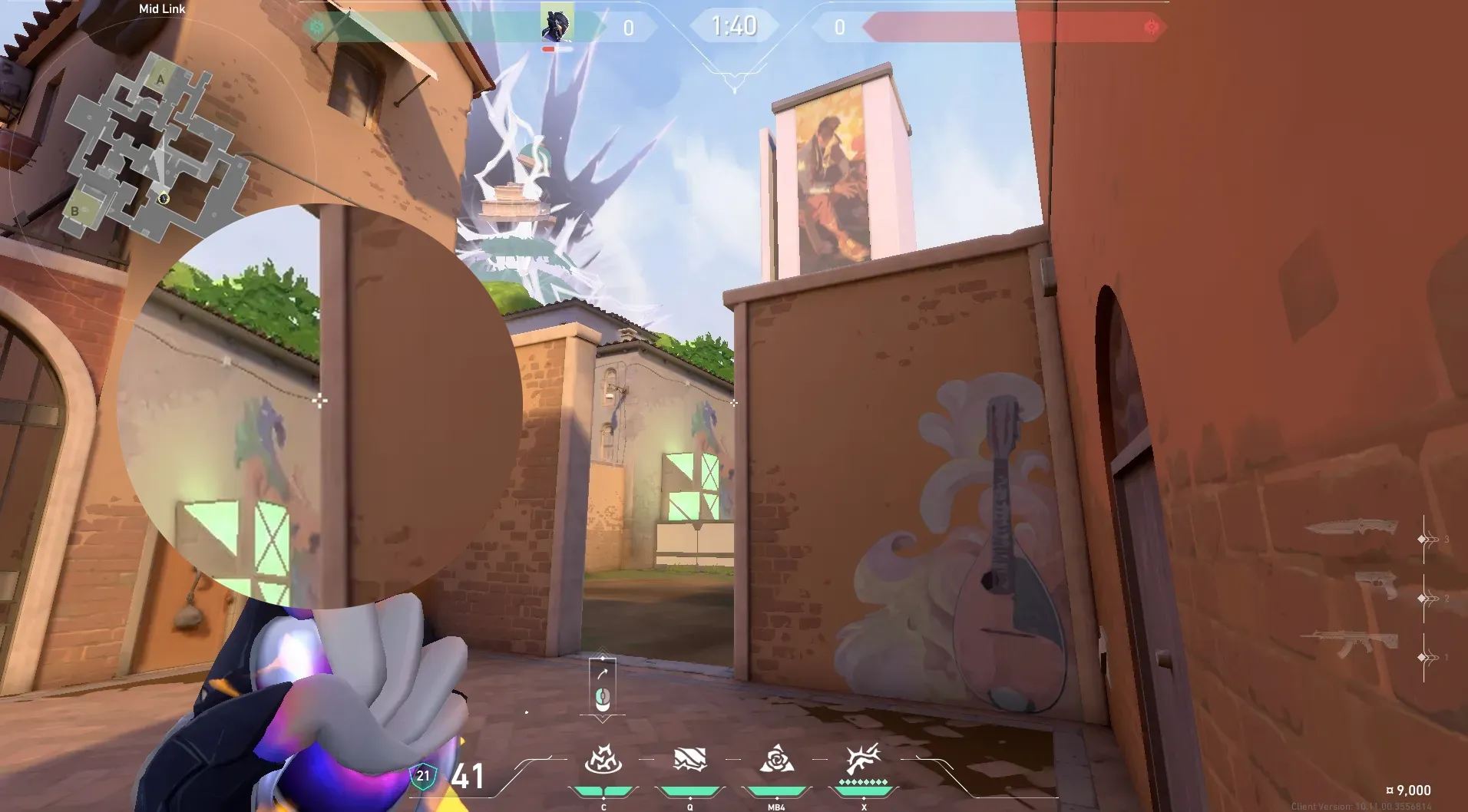 Vyse Razorvine on Ascent Attack Mid — step 2 of 4: Aim — line up the shot