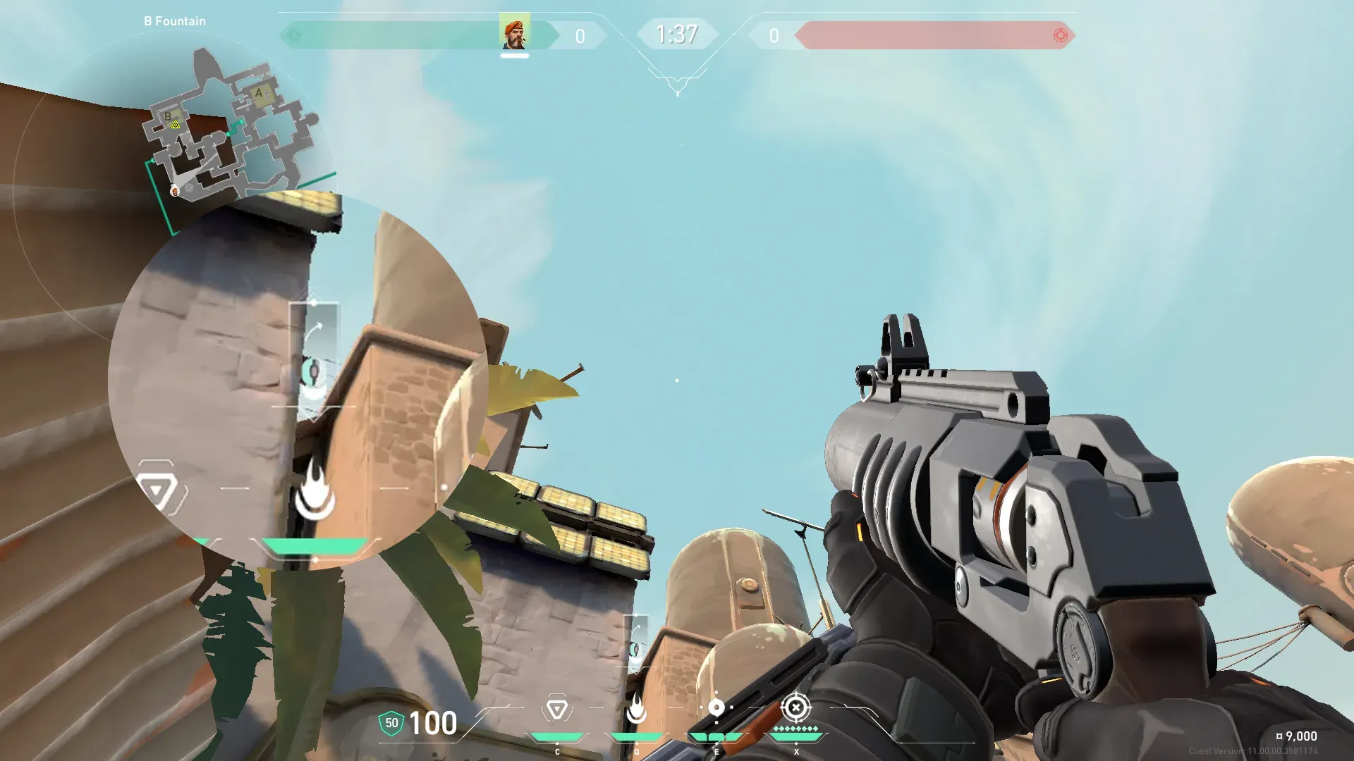 Brimstone Incendiary on Bind Attack Site B — step 2 of 3: Aim — line up the shot