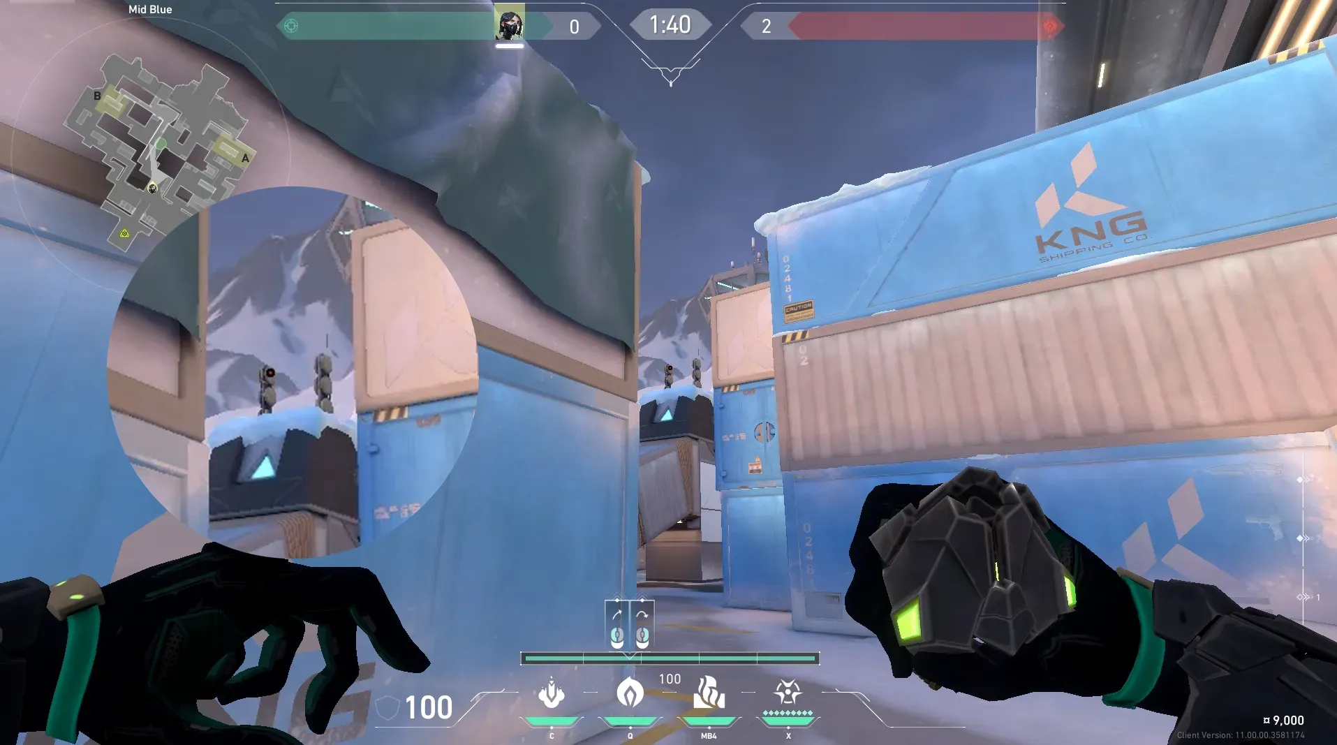 Viper Poison Cloud on Icebox Defense Mid — step 2 of 3: Aim — line up the shot