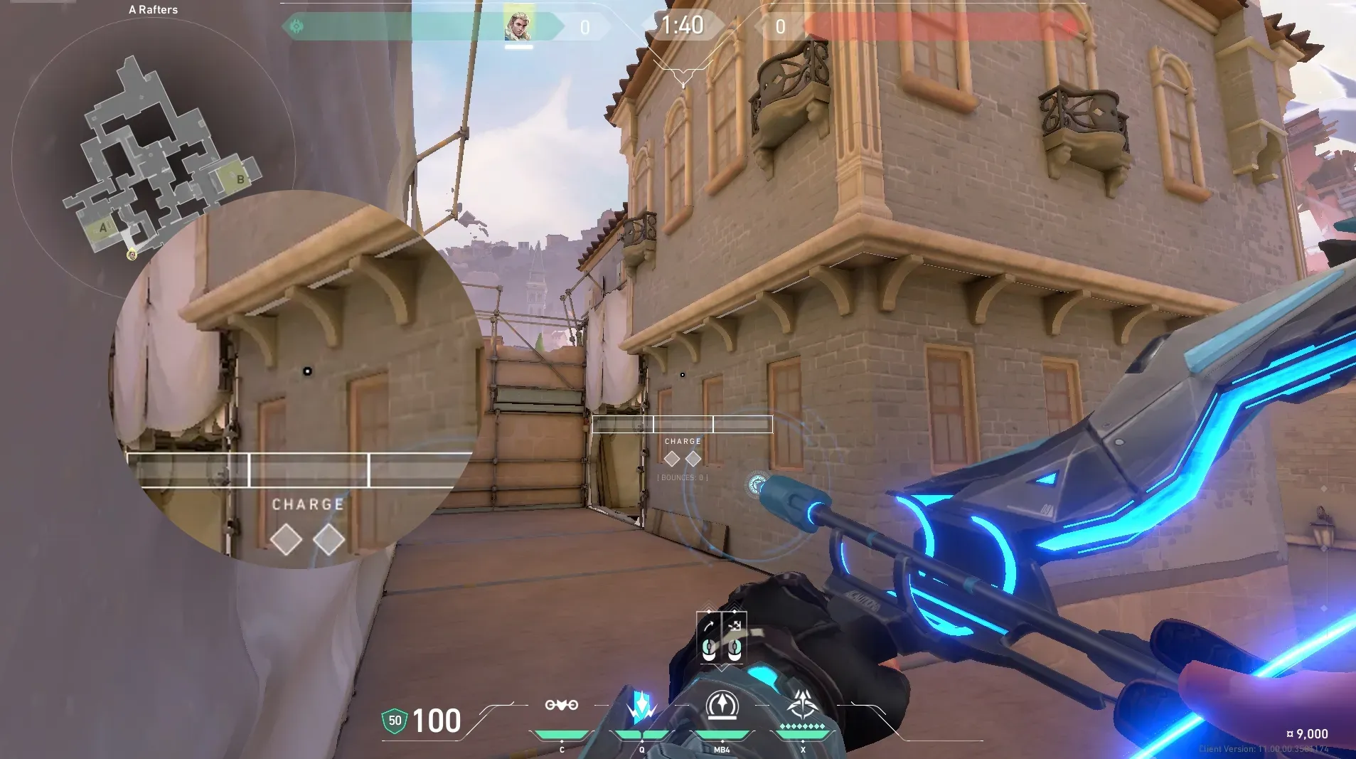 Sova Recon Bolt on Ascent Defense Site A — step 2 of 4: Aim — line up the shot