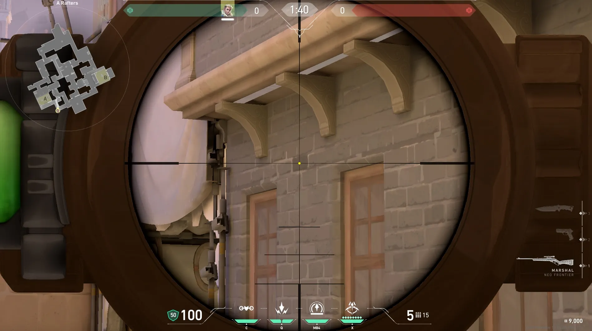 Sova Recon Bolt on Ascent Defense Site A — step 3 of 4: Aim — line up the shot
