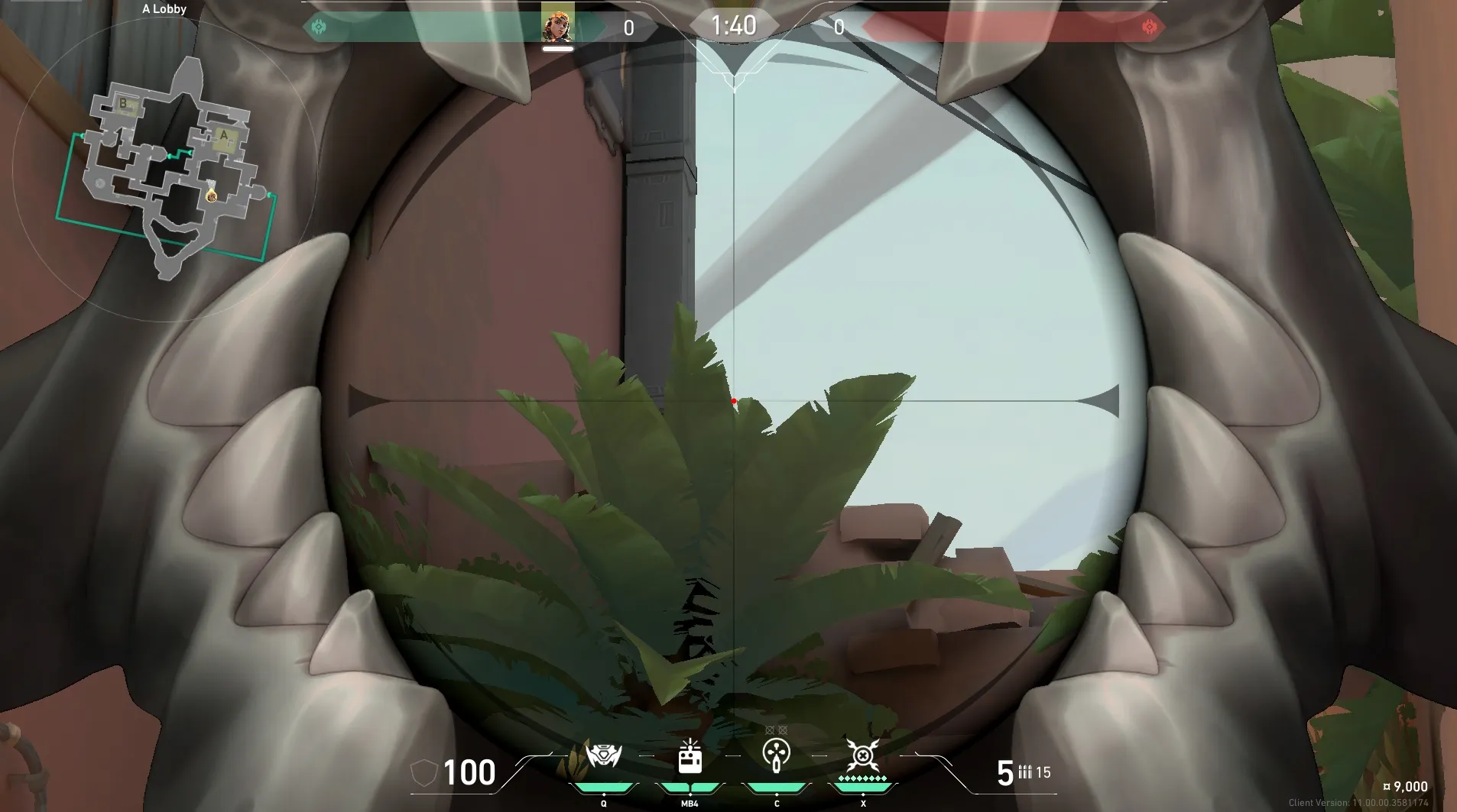 Raze Paint Shells on Bind Attack Site A — step 3 of 5: Aim — line up the shot