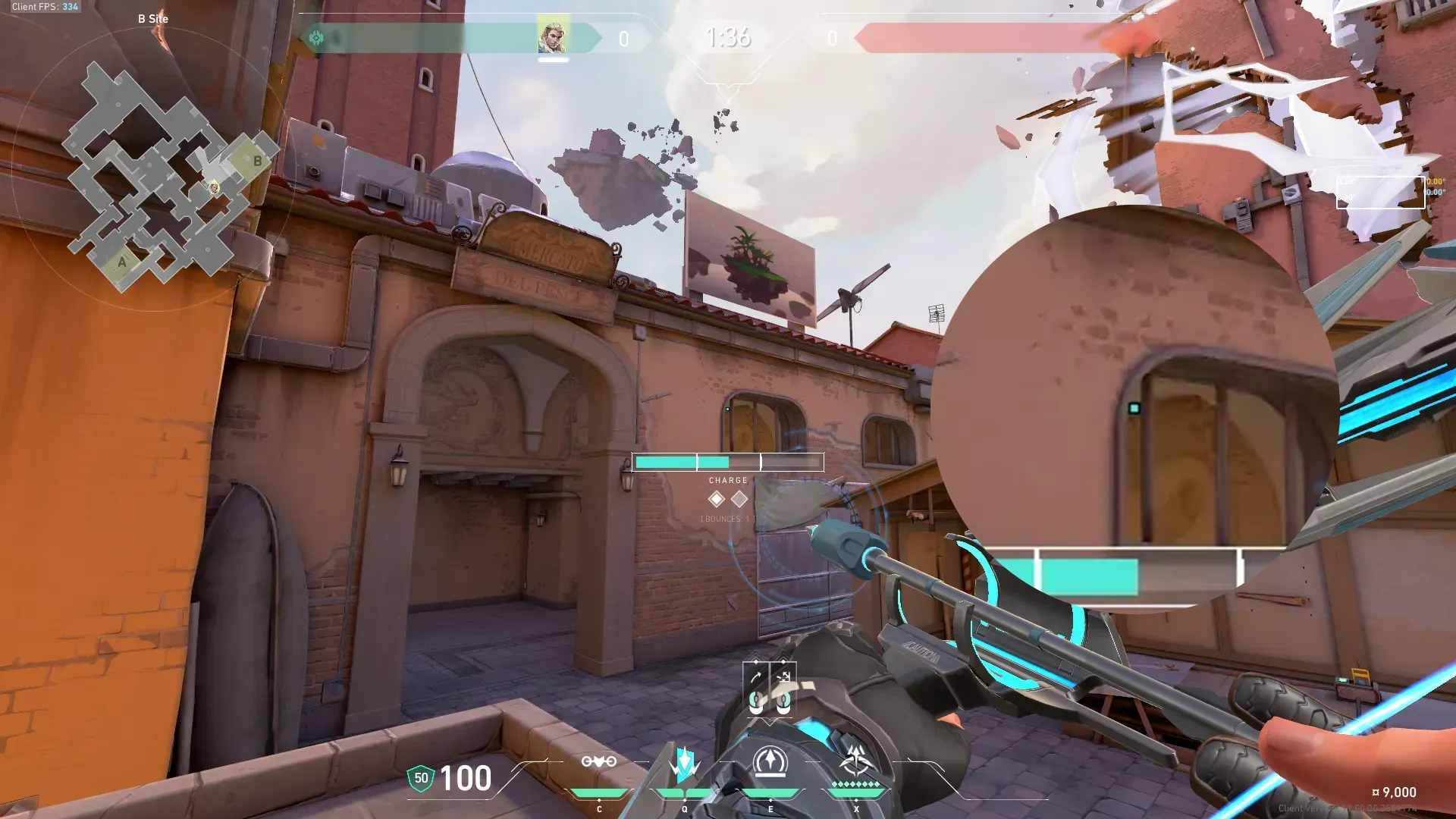 Sova Recon Bolt on Ascent Defense Site B — step 2 of 3: Aim — line up the shot