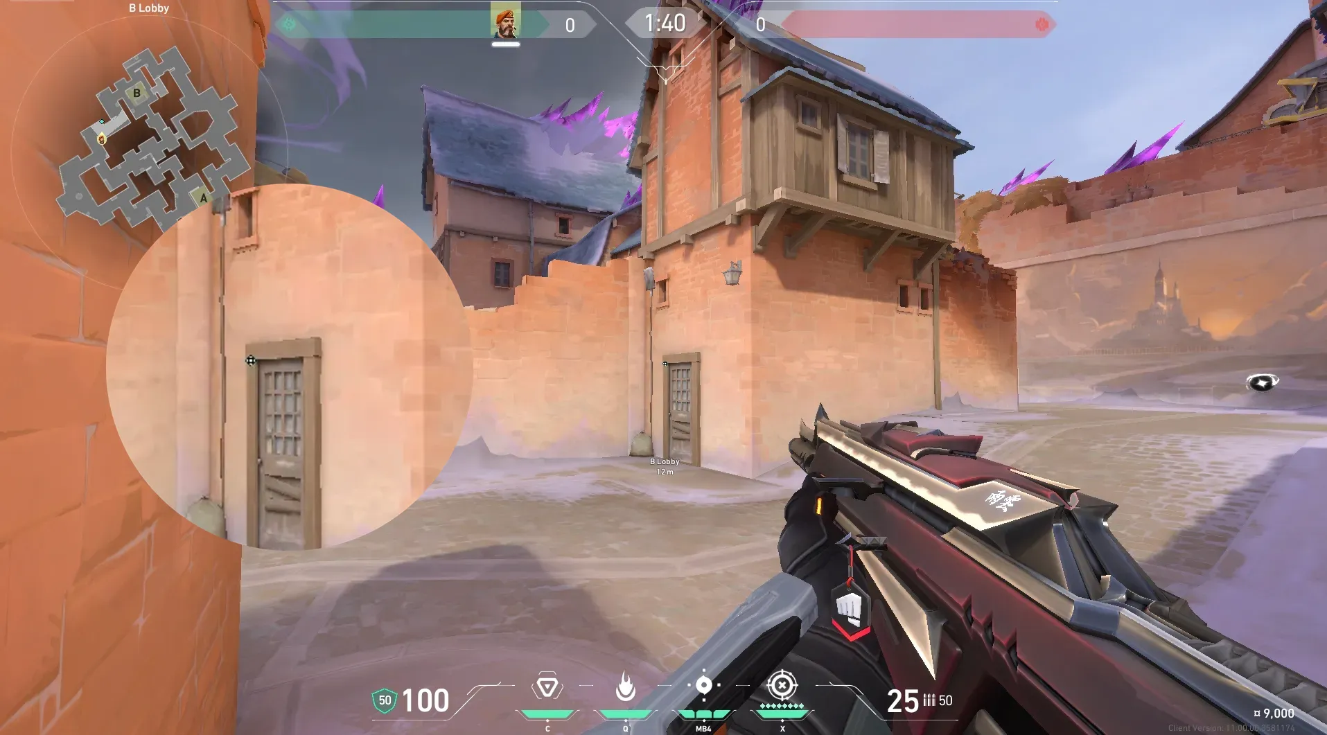 Brimstone Incendiary on Corrode Attack Site B — step 2 of 5: Aim — line up the shot