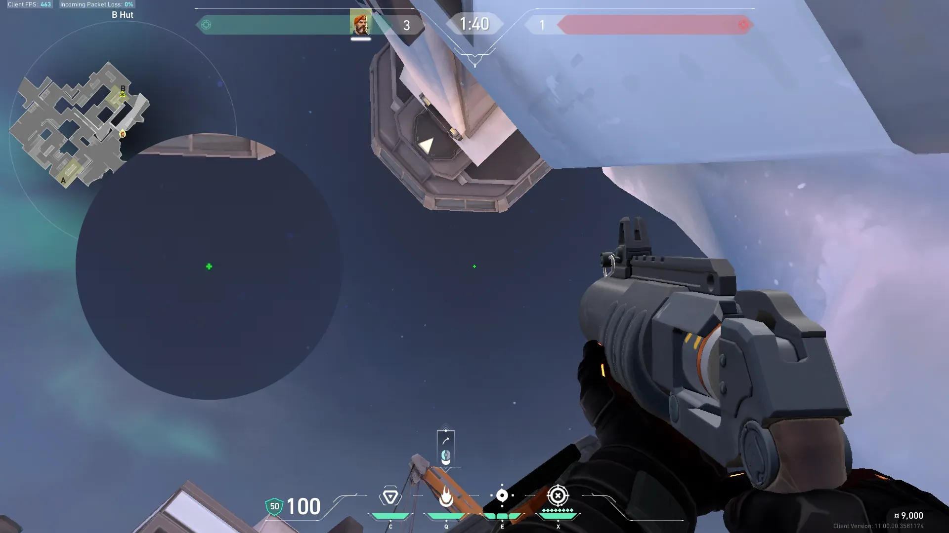 Brimstone Incendiary on Icebox Attack Site B — step 2 of 3: Aim — line up the shot
