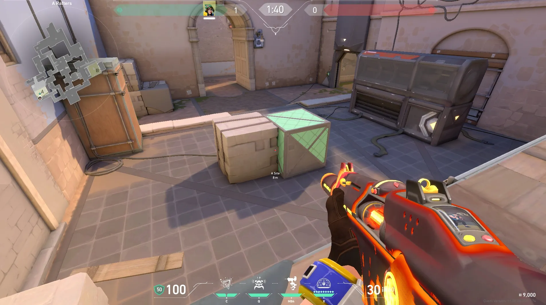 Killjoy Nanoswarm on Ascent Defense Mid — step 1 of 4: Position — where to stand