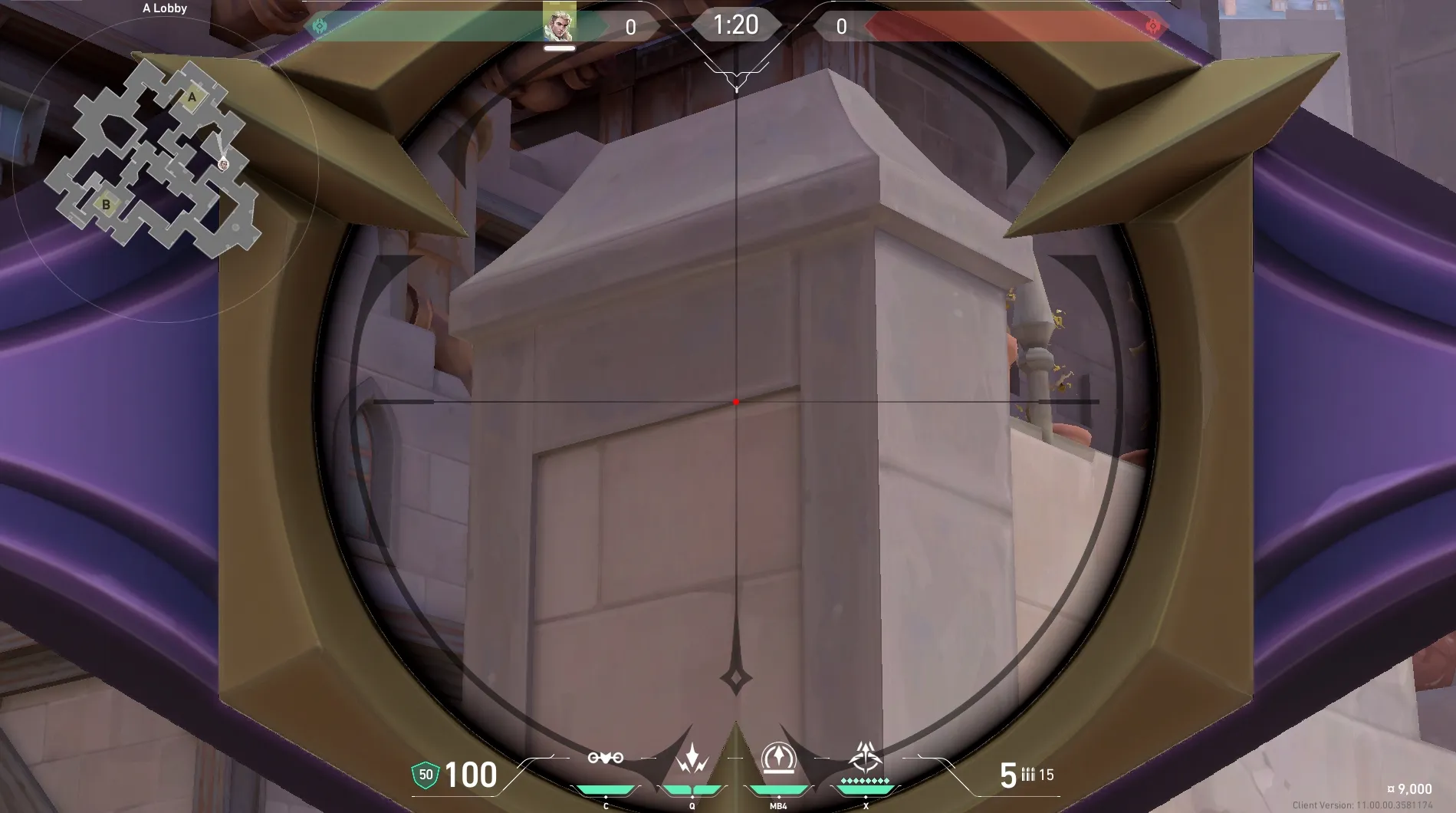 Sova Recon Bolt on Corrode Attack Site A — step 3 of 4: Aim — line up the shot