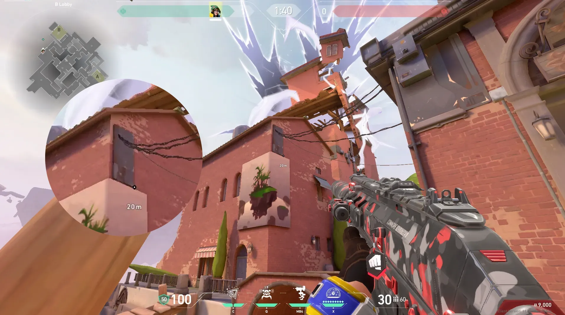Killjoy Nanoswarm on Ascent Attack Site B — step 2 of 6: Aim — line up the shot
