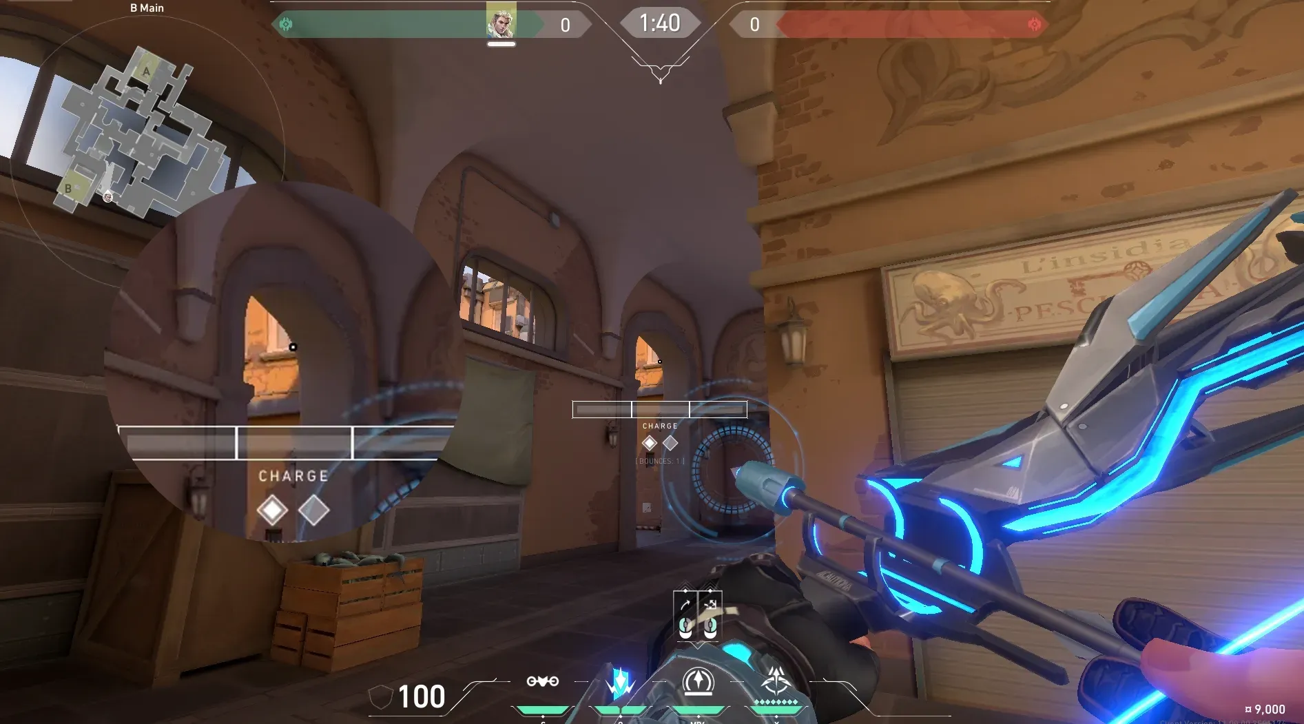 Sova Recon Bolt on Ascent Attack Site B — step 2 of 4: Aim — line up the shot