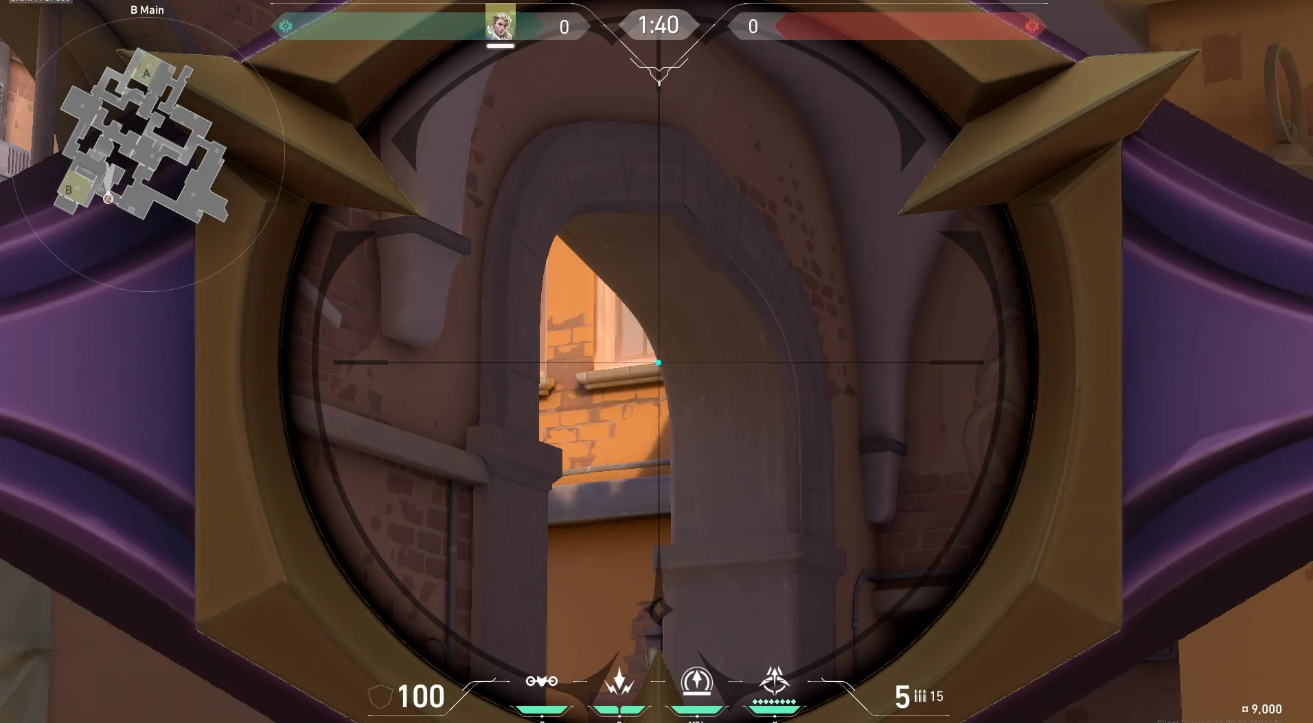 Sova Recon Bolt on Ascent Attack Site B — step 3 of 4: Aim — line up the shot