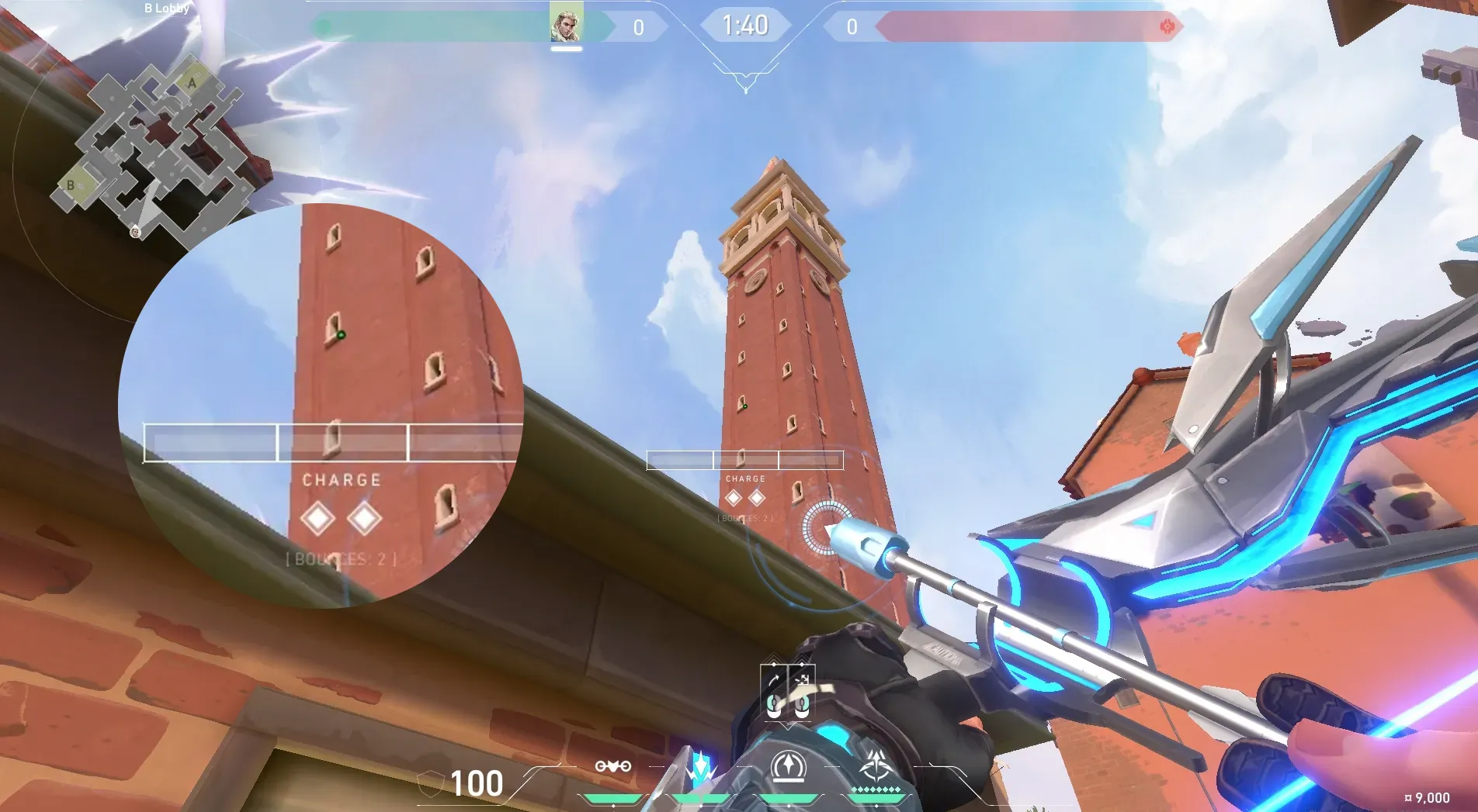 Sova Recon Bolt on Ascent Attack Site B — step 2 of 5: Aim — line up the shot