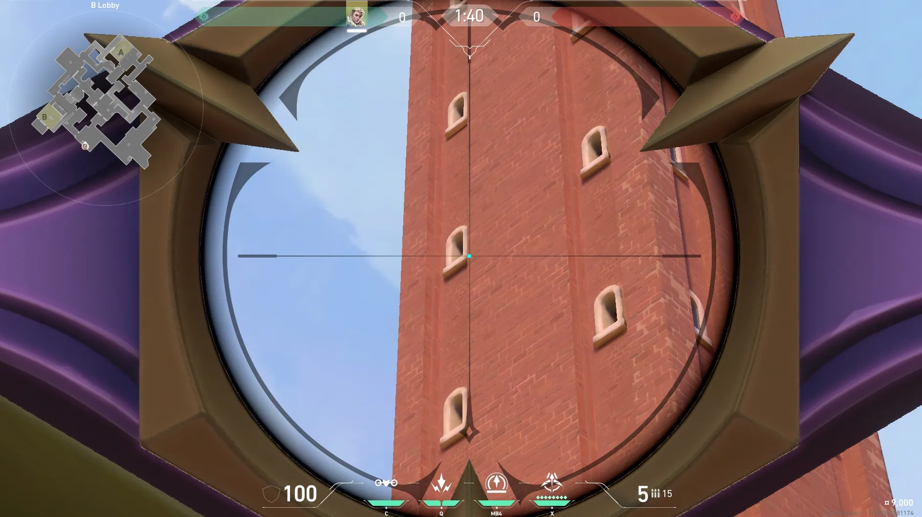 Sova Recon Bolt on Ascent Attack Site B — step 3 of 5: Aim — line up the shot