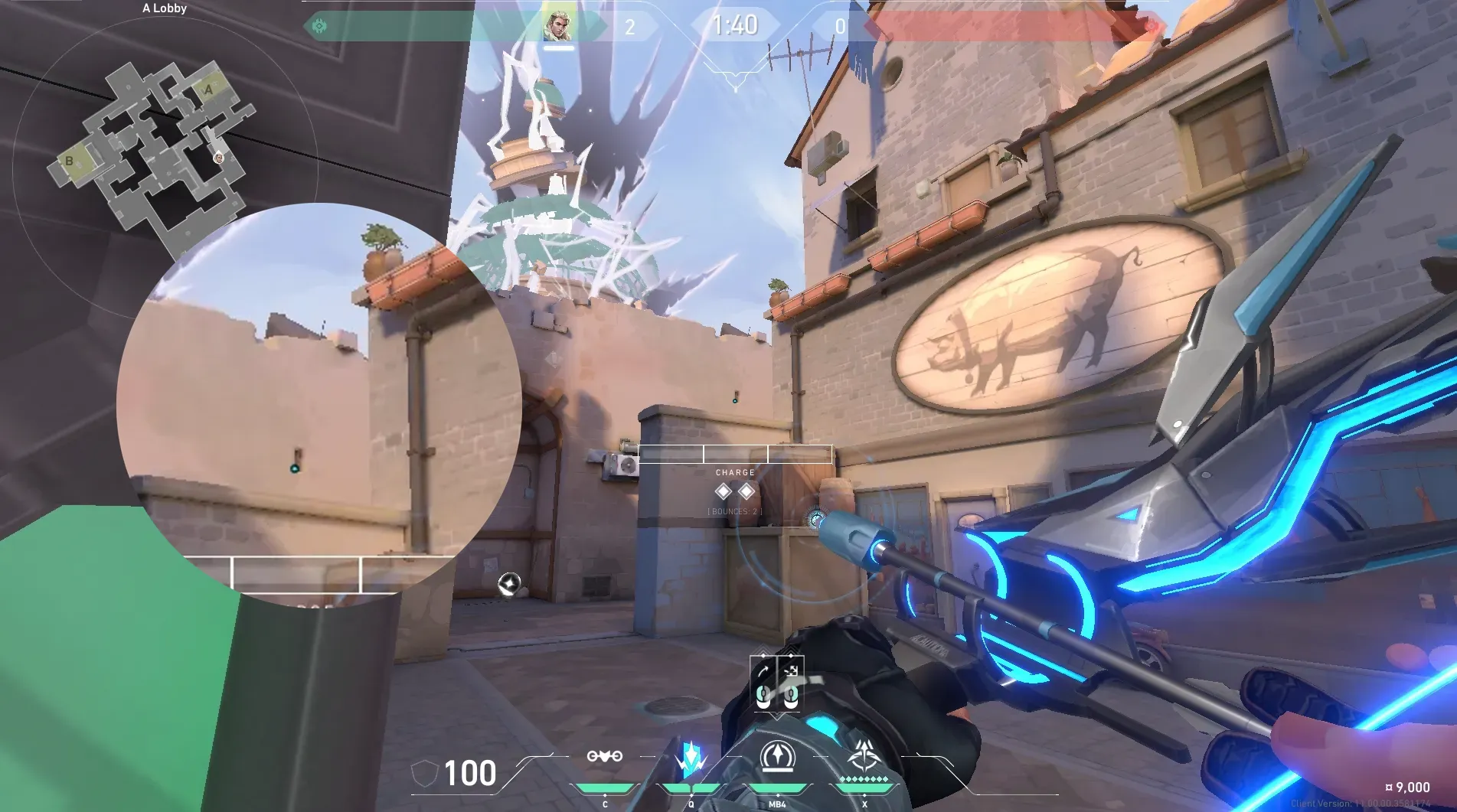 Sova Shock Bolt on Ascent Attack Site A — step 3 of 5: Aim — line up the shot