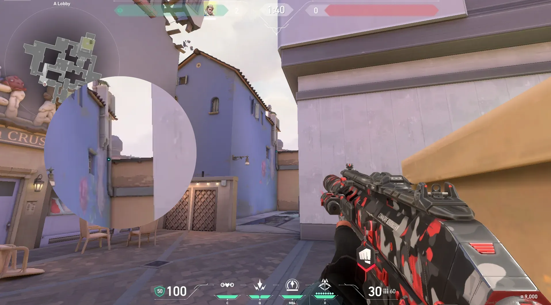 Sova Recon Bolt on Ascent Attack Site B — step 2 of 5: Aim — line up the shot
