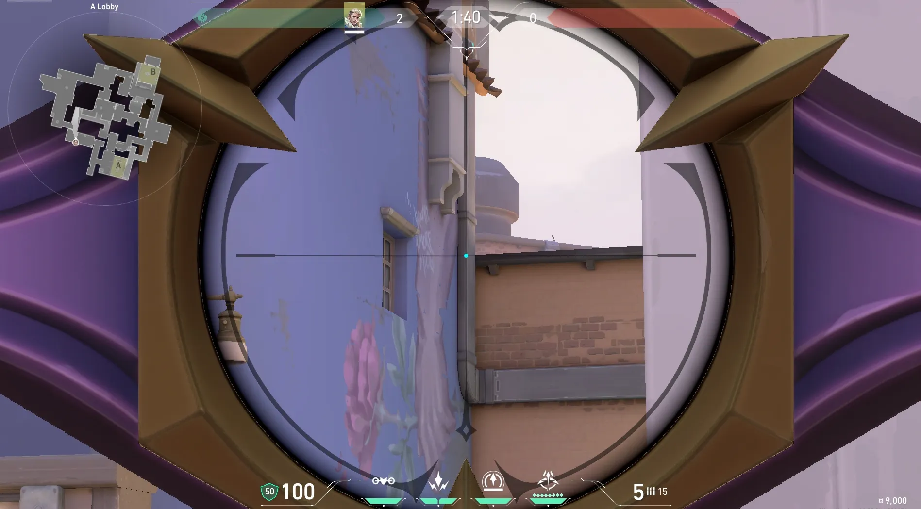 Sova Recon Bolt on Ascent Attack Site B — step 3 of 5: Aim — line up the shot