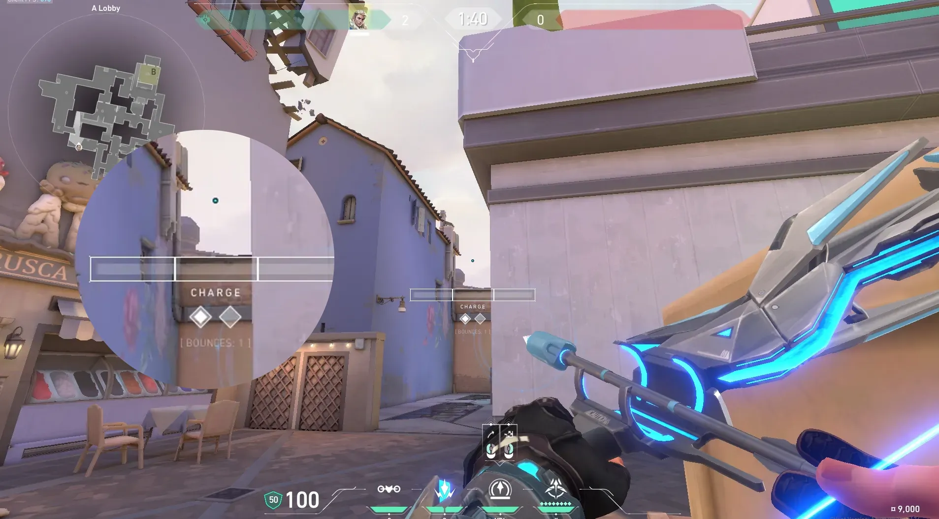 Sova Recon Bolt on Ascent Attack Site B — step 4 of 5: Aim — line up the shot