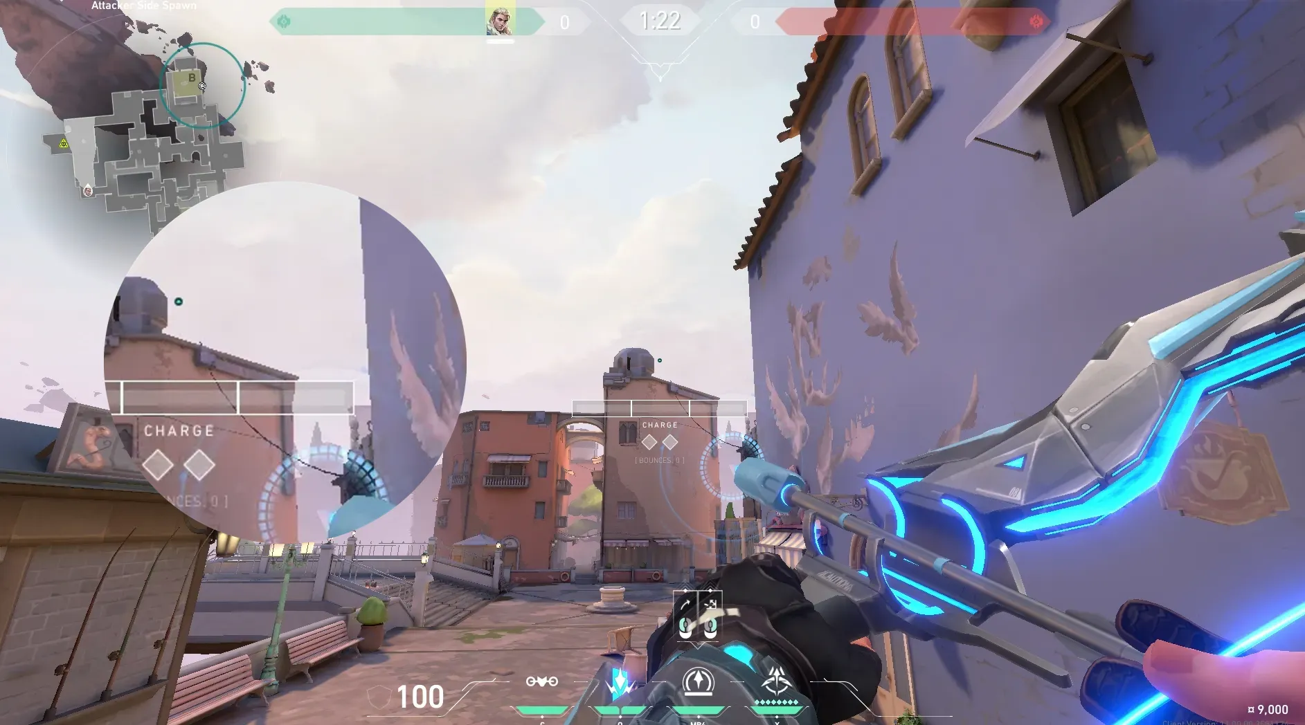 Sova Recon Bolt on Ascent Attack Site B — step 5 of 6: Aim — line up the shot