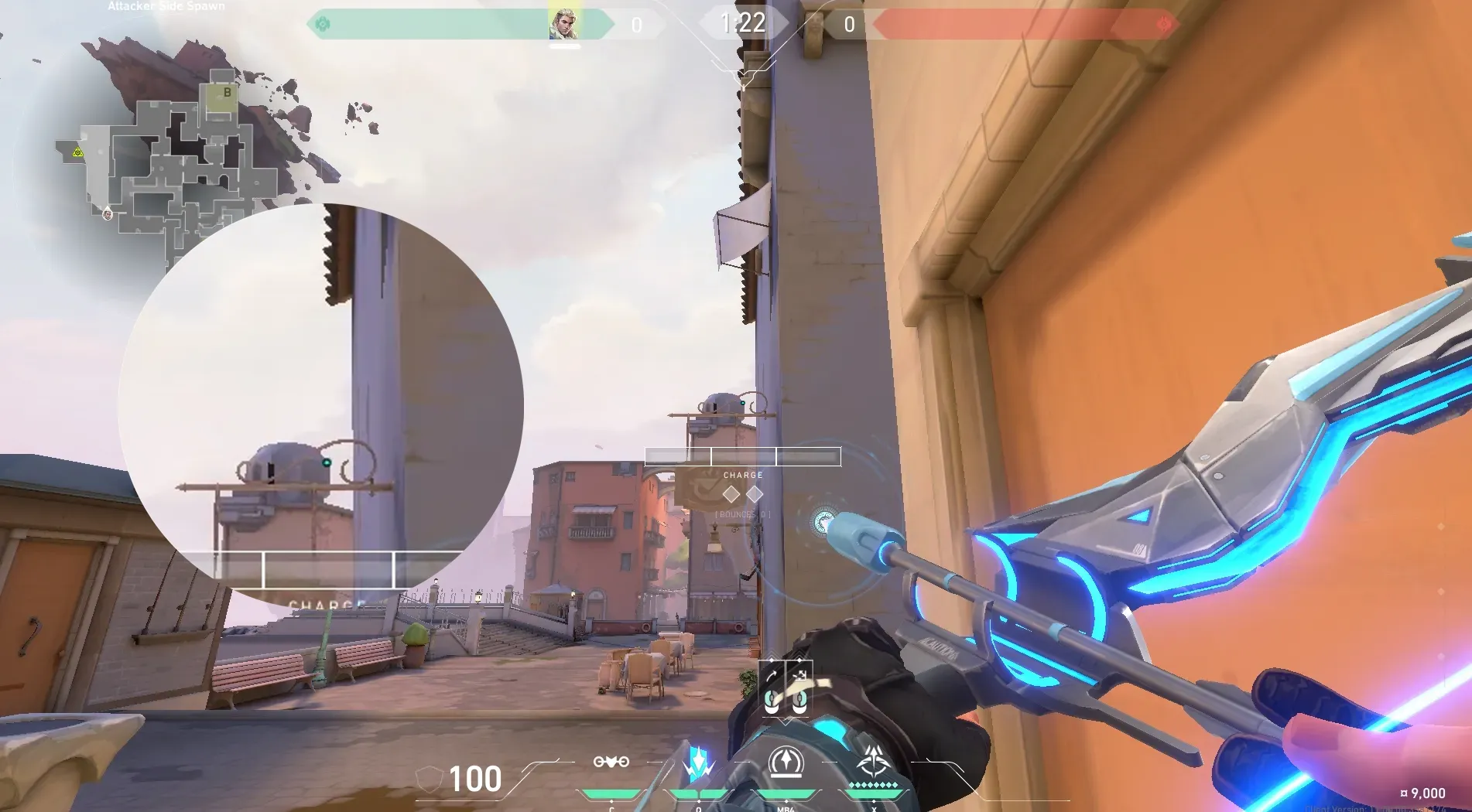 Sova Recon Bolt on Ascent Attack Site B — step 2 of 4: Aim — line up the shot