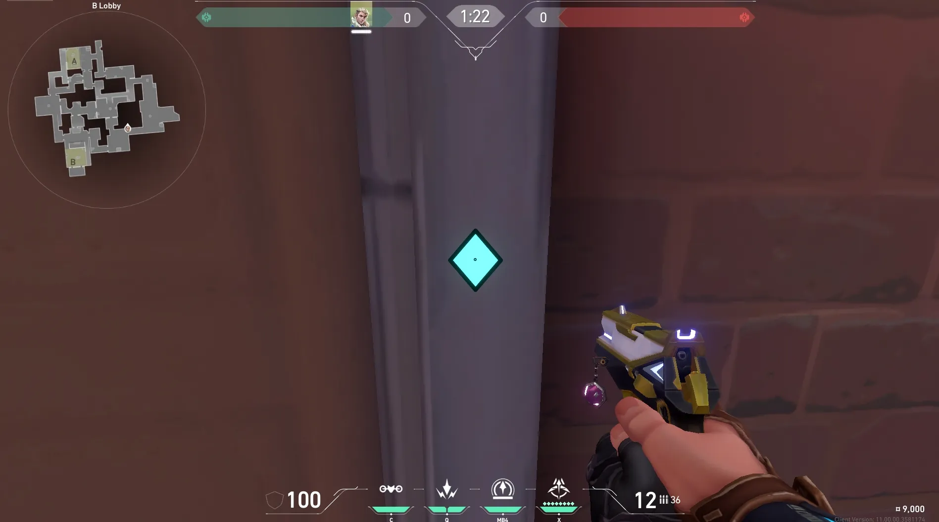Sova Recon Bolt on Ascent Attack Site A — step 2 of 6: Aim — line up the shot