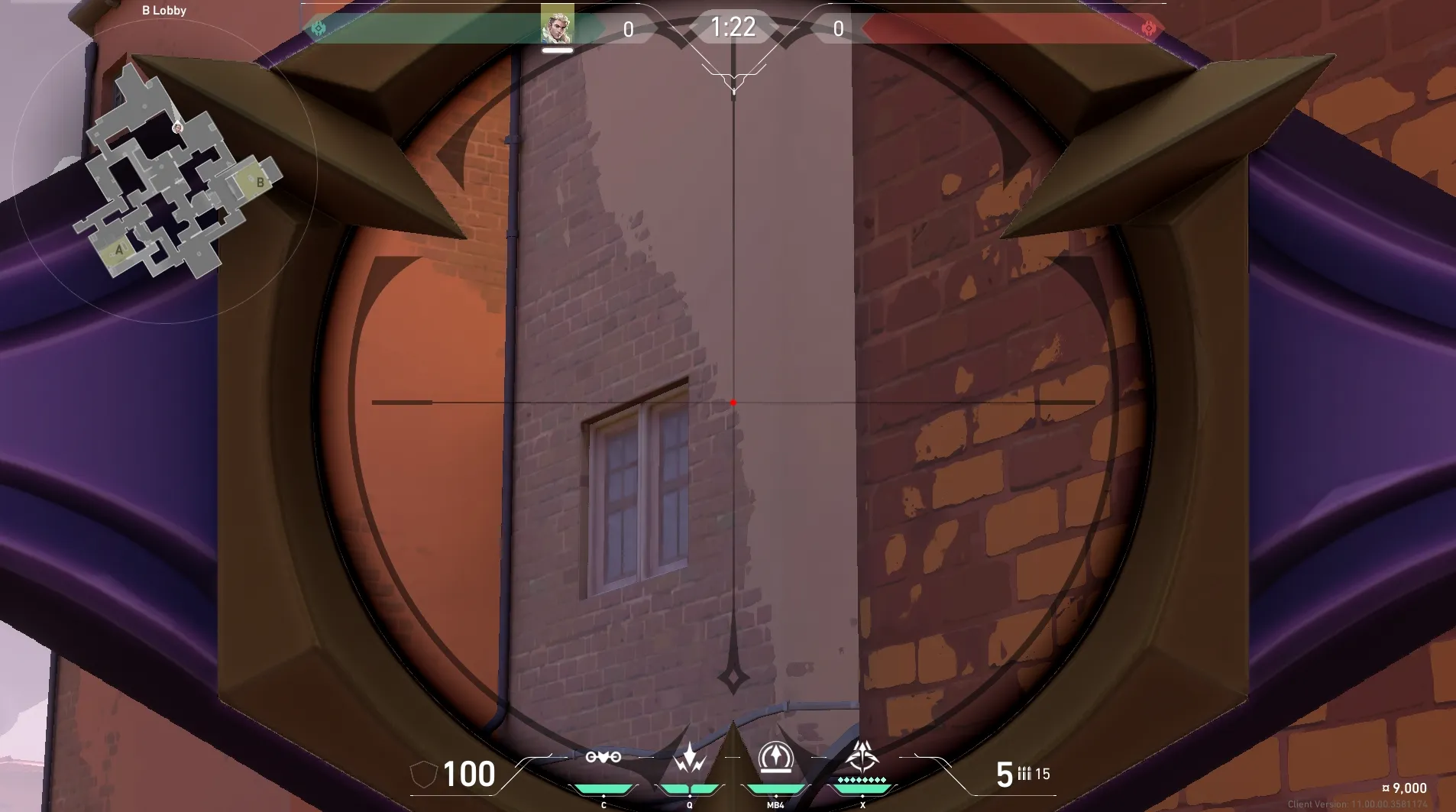 Sova Recon Bolt on Ascent Attack Site A — step 4 of 6: Aim — line up the shot