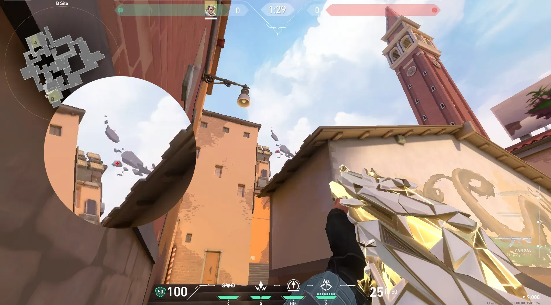Sova Recon Bolt on Ascent Defense Site A — step 2 of 5: Aim — line up the shot