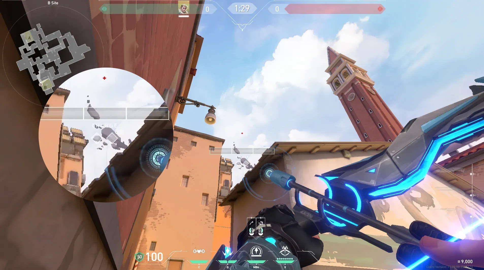 Sova Recon Bolt on Ascent Defense Site A — step 4 of 5: Aim — line up the shot