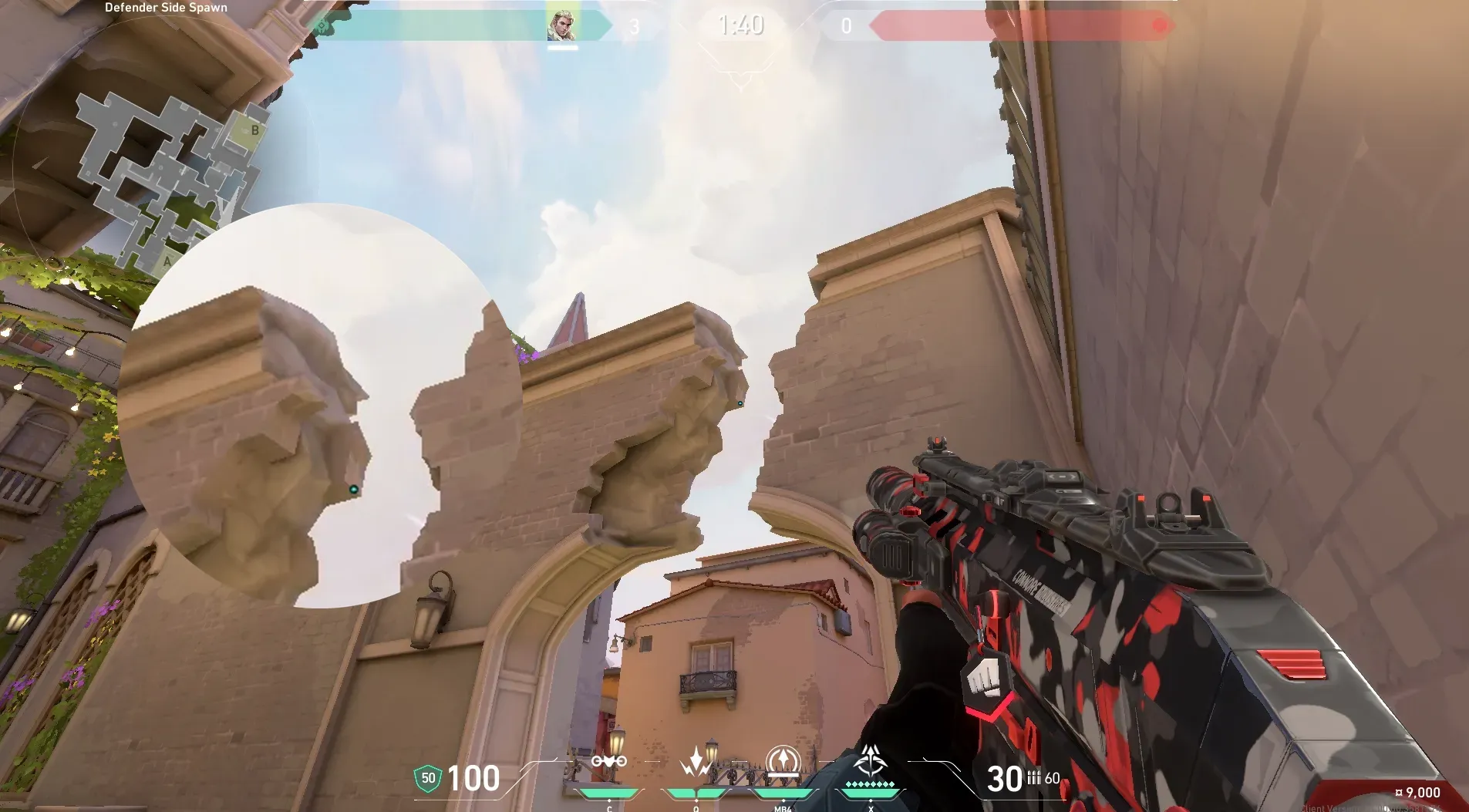 Sova Recon Bolt on Ascent Defense Site B — step 2 of 4: Aim — line up the shot