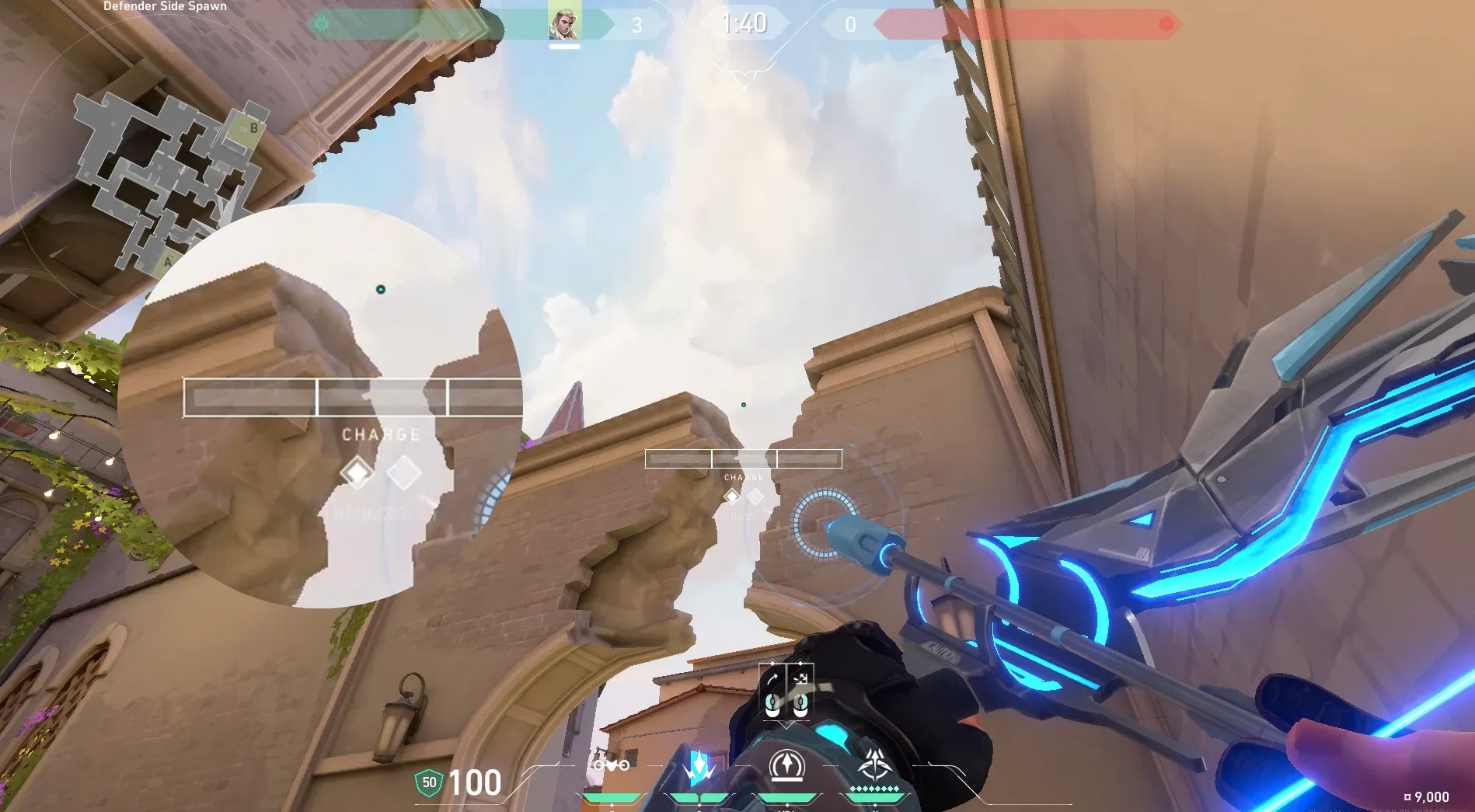 Sova Recon Bolt on Ascent Defense Site B — step 3 of 4: Aim — line up the shot