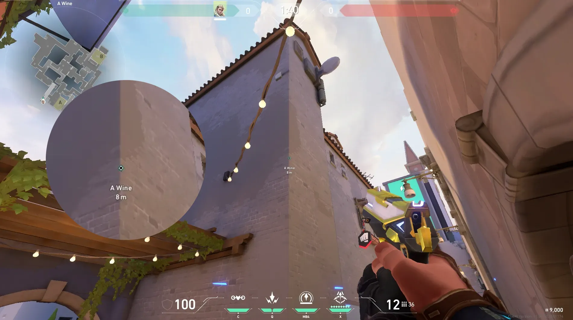 Sova Recon Bolt on Ascent Attack Site A — step 3 of 5: Aim — line up the shot
