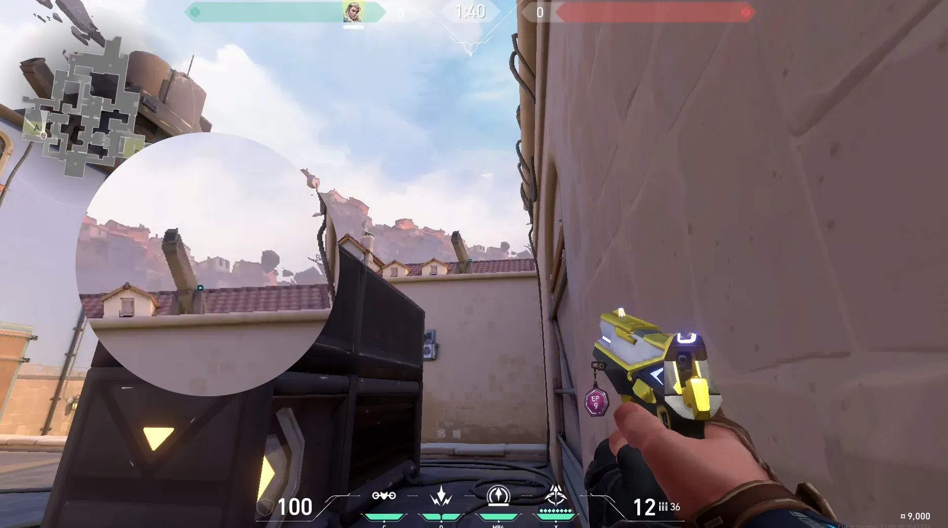 Sova Recon Bolt on Ascent Defense Site A — step 2 of 5: Aim — line up the shot