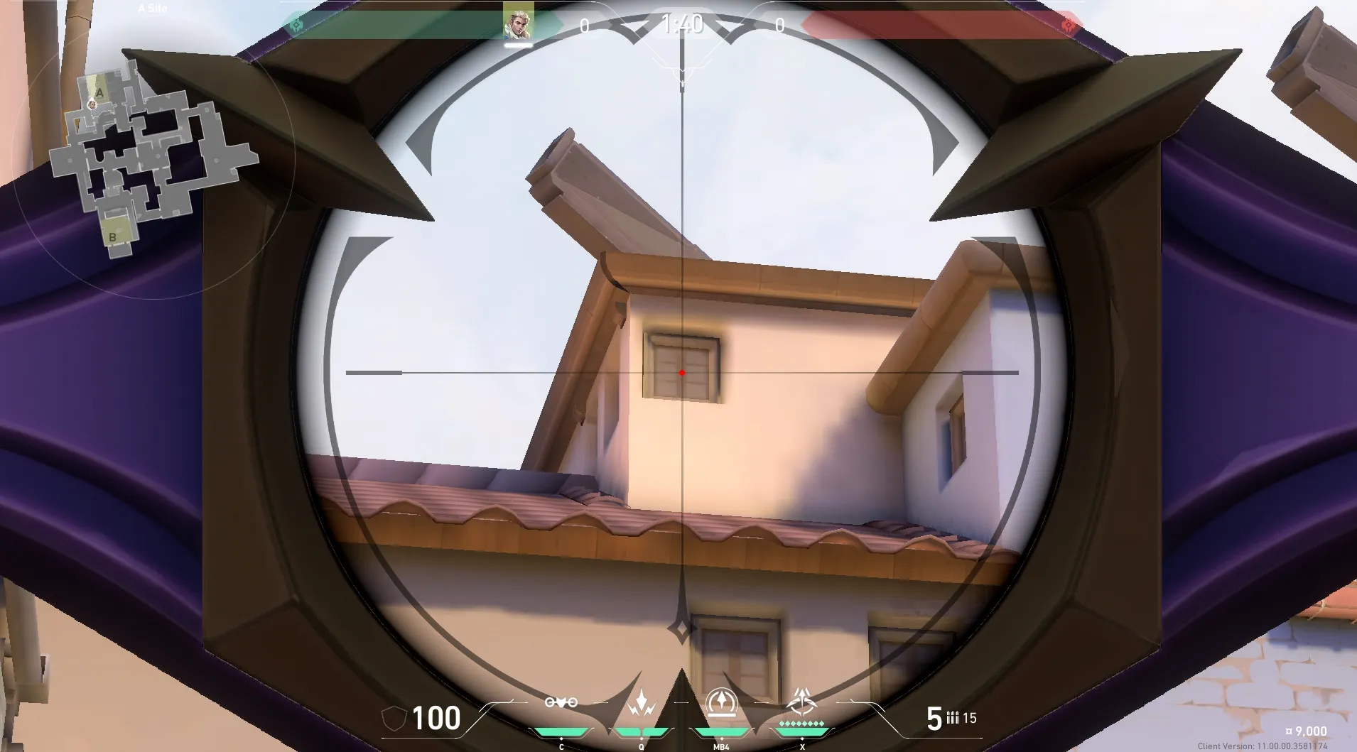 Sova Recon Bolt on Ascent Defense Site B — step 3 of 4: Aim — line up the shot
