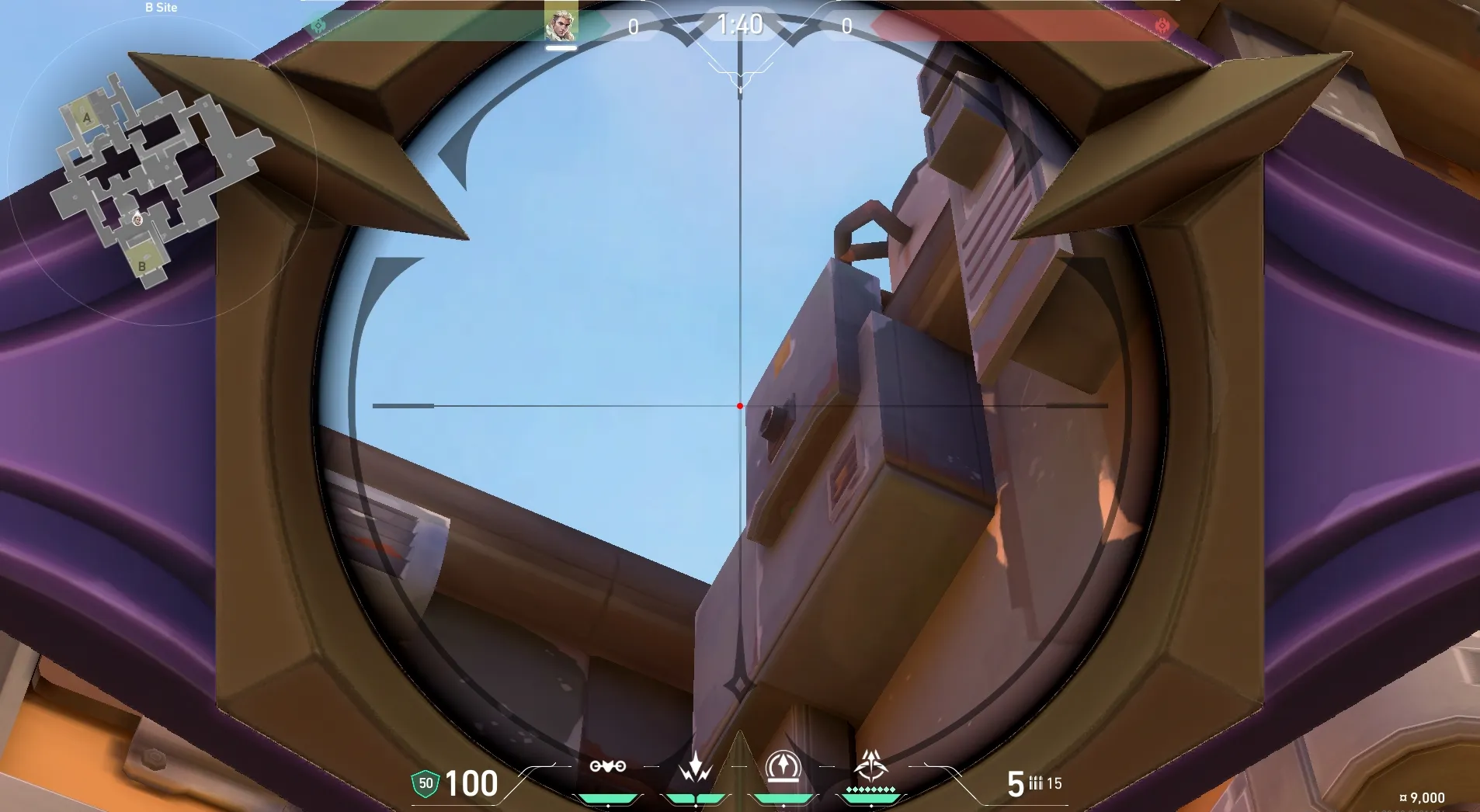 Sova Recon Bolt on Ascent Defense Site A — step 3 of 4: Aim — line up the shot