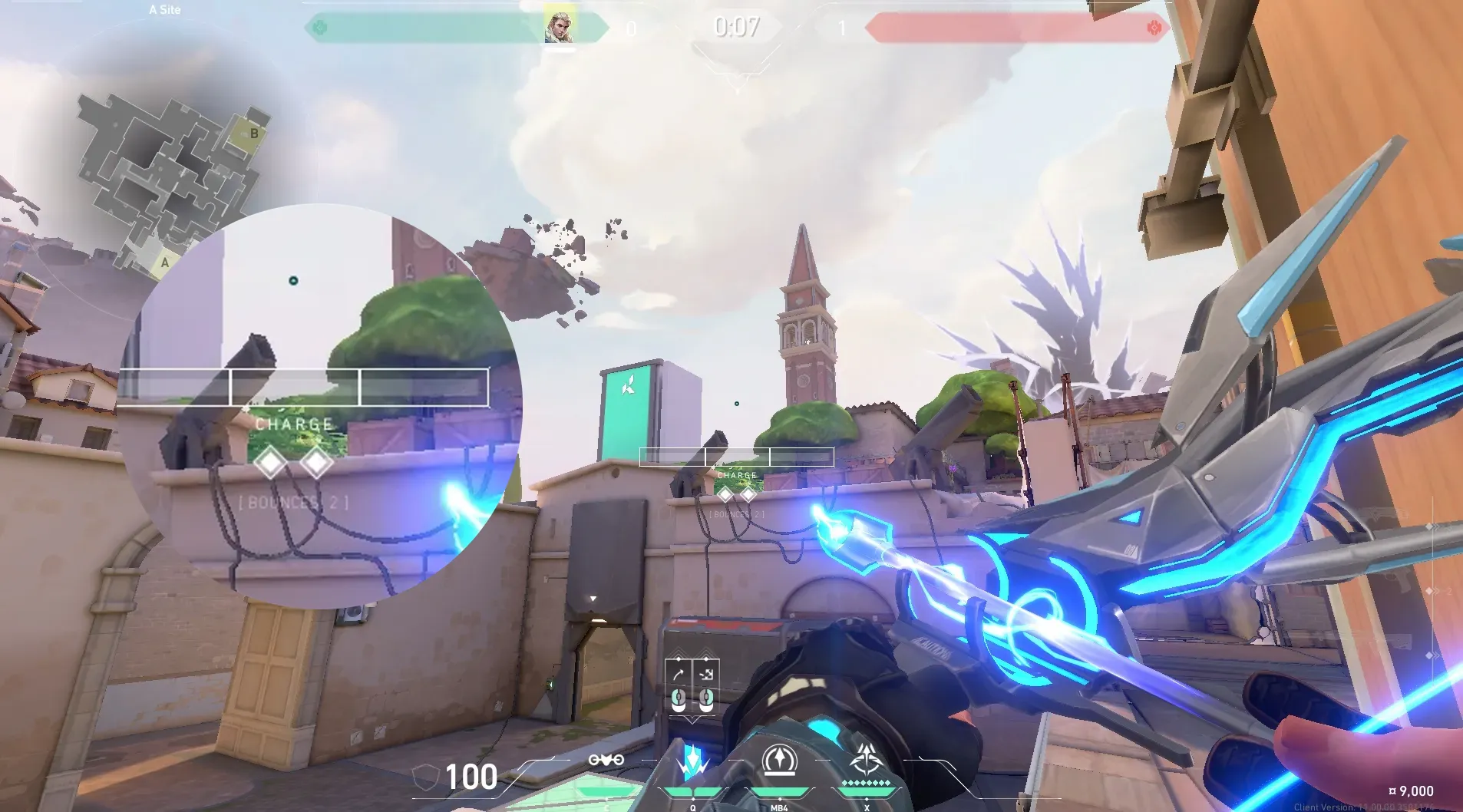 Sova Shock Bolt on Ascent Defense Site B — step 4 of 6: Aim — line up the shot