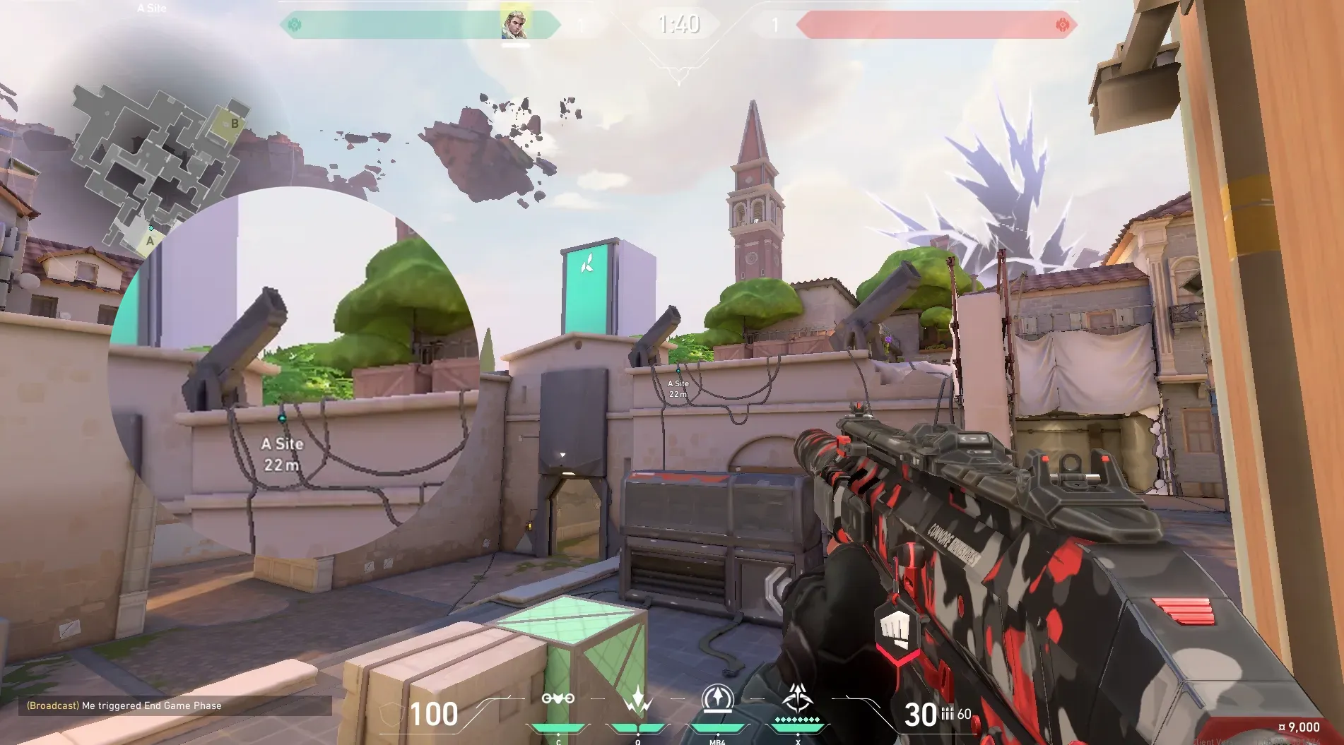 Sova Recon Bolt on Ascent Defense Site B — step 2 of 5: Aim — line up the shot