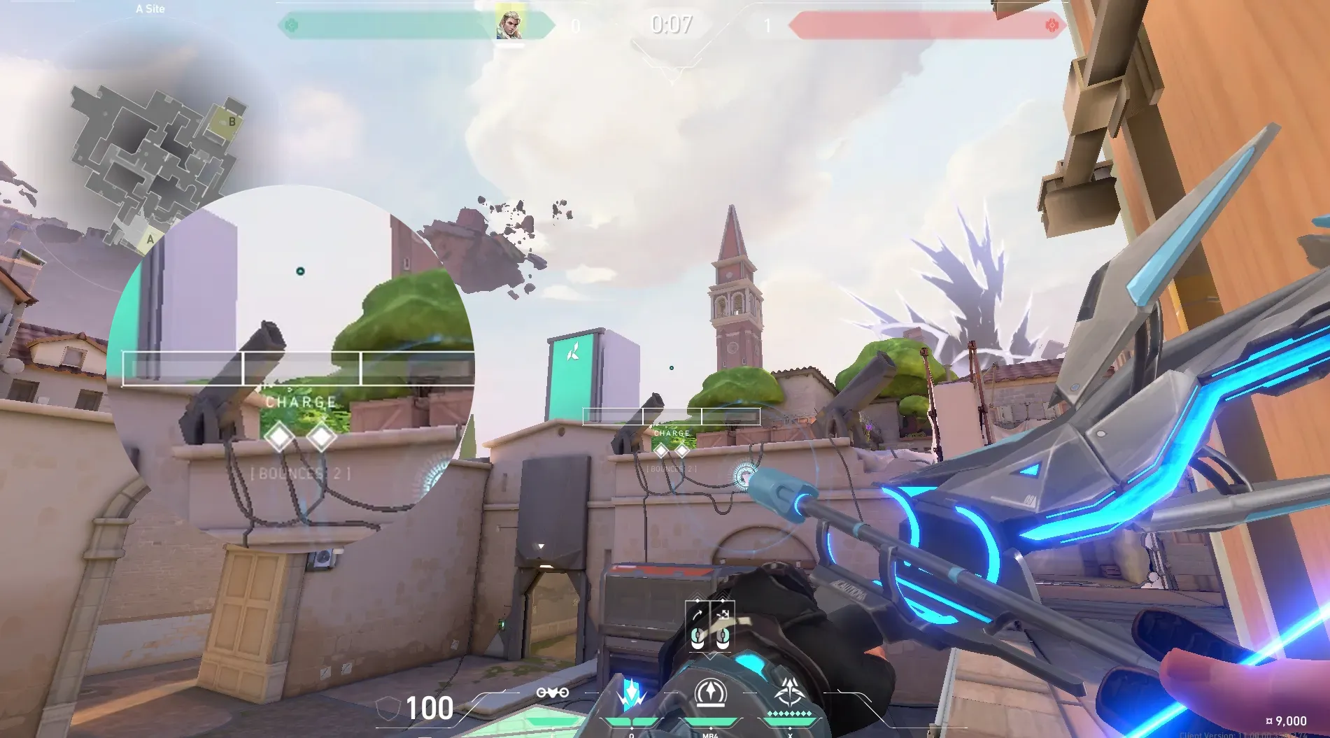 Sova Recon Bolt on Ascent Defense Site B — step 4 of 5: Aim — line up the shot