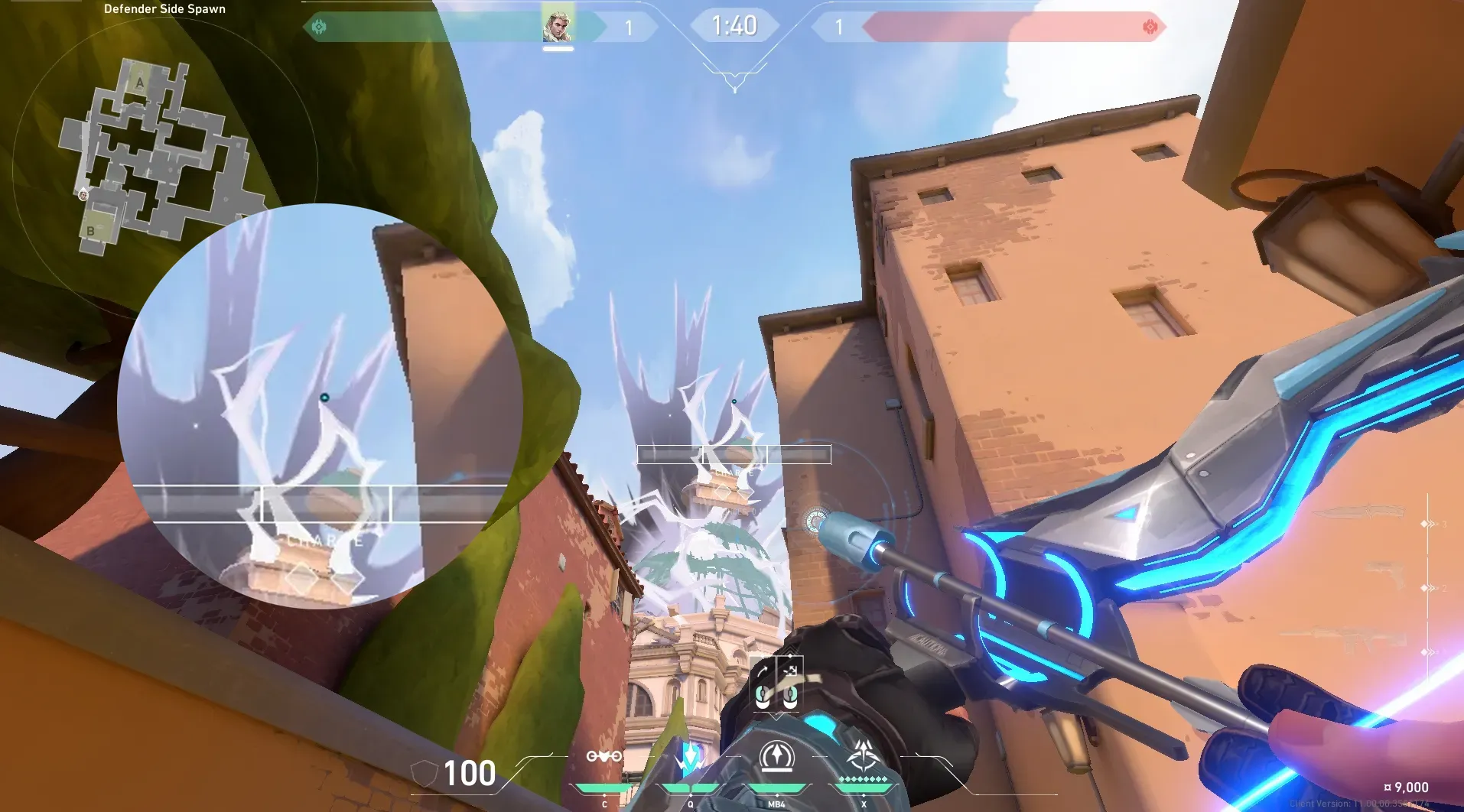 Sova Recon Bolt on Ascent Defense Site A — step 2 of 4: Aim — line up the shot