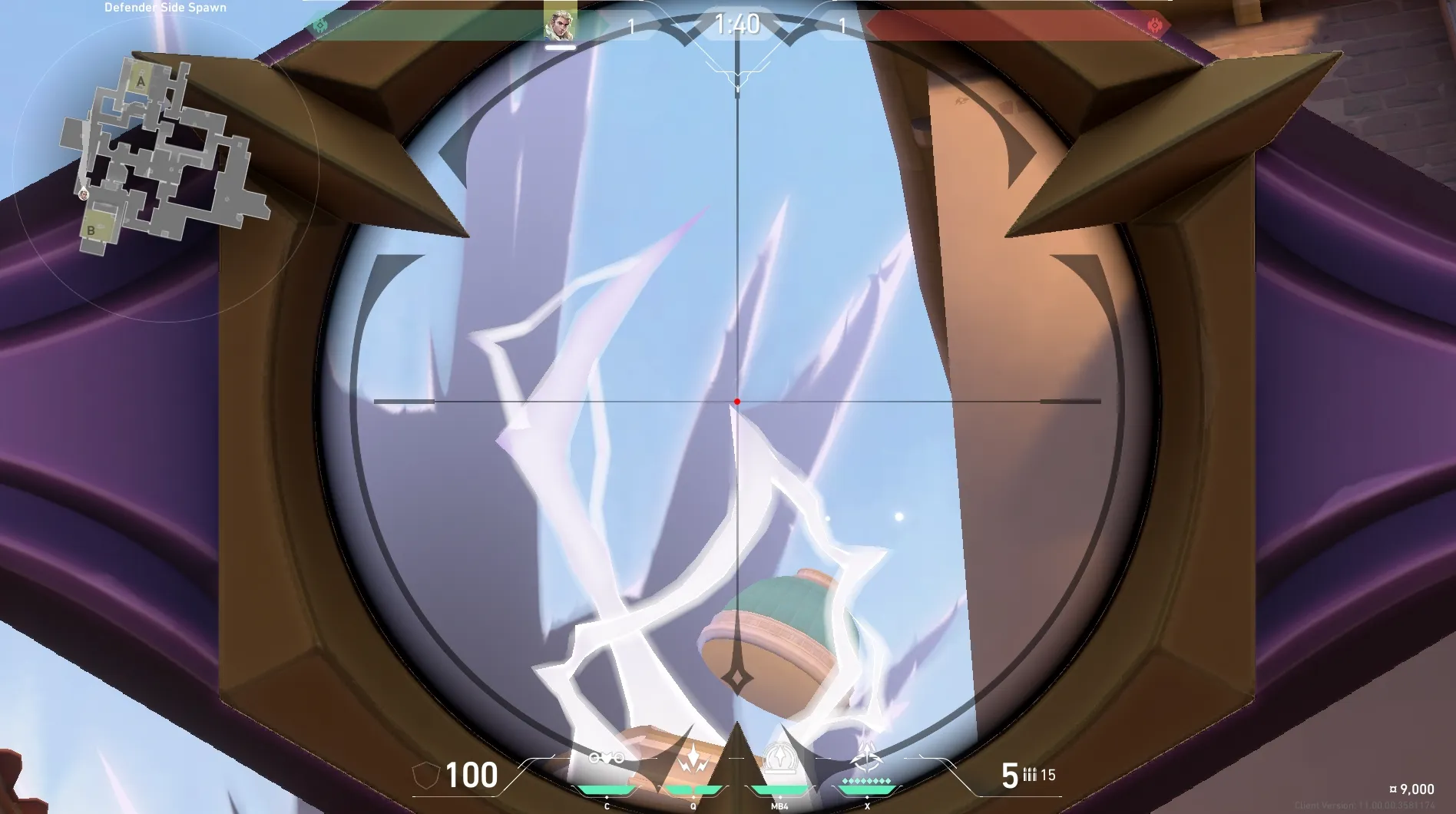 Sova Recon Bolt on Ascent Defense Site A — step 3 of 4: Aim — line up the shot