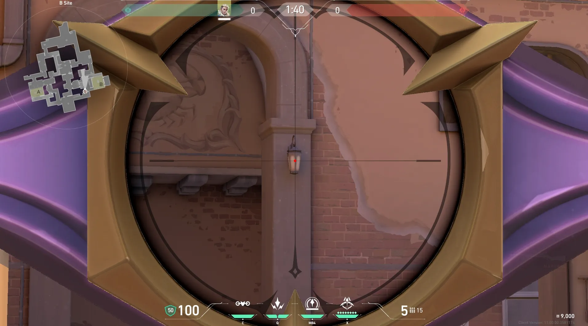 Sova Shock Bolt on Ascent Defense Site B — step 3 of 9: Aim — line up the shot