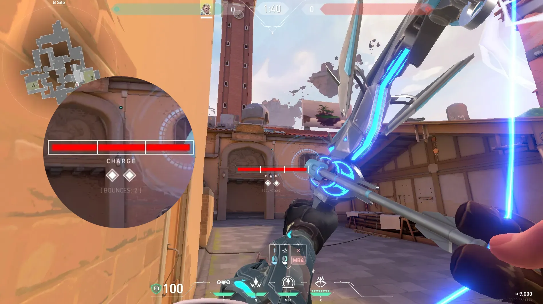 Sova Shock Bolt on Ascent Defense Site B — step 4 of 9: Aim — line up the shot