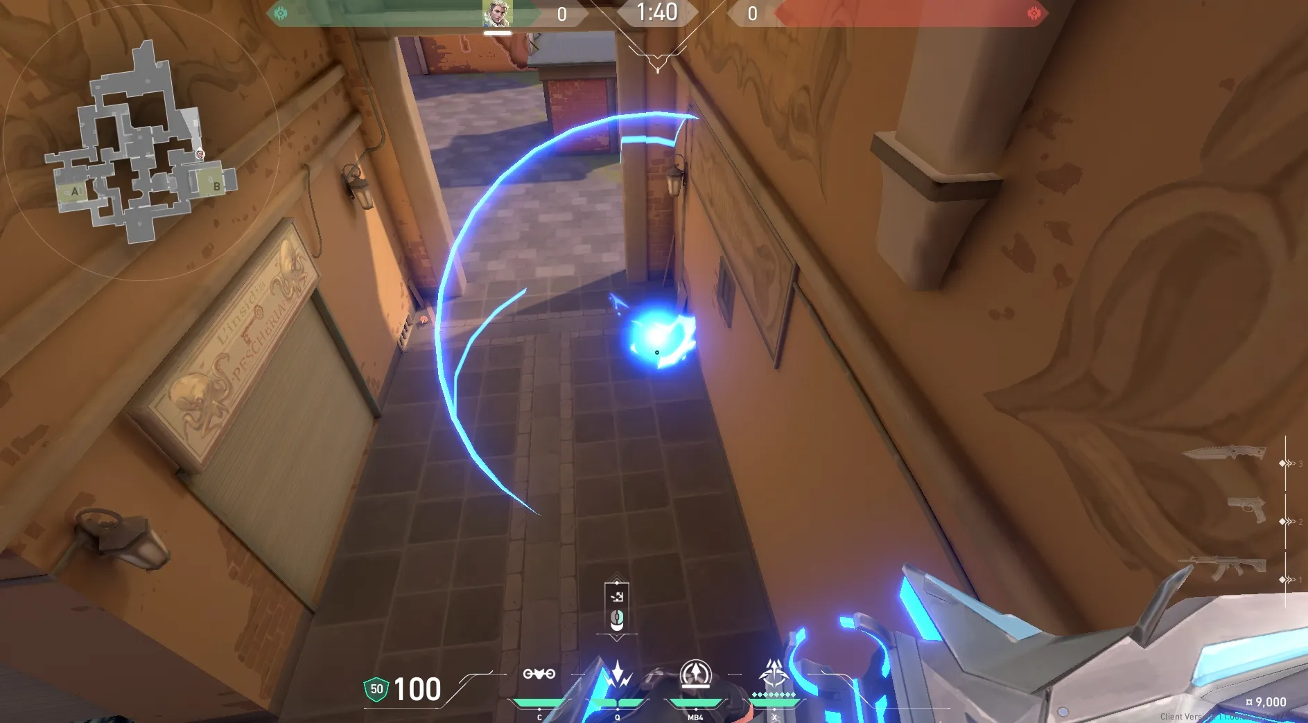Sova Shock Bolt on Ascent Defense Site B — step 5 of 9: Aim — line up the shot