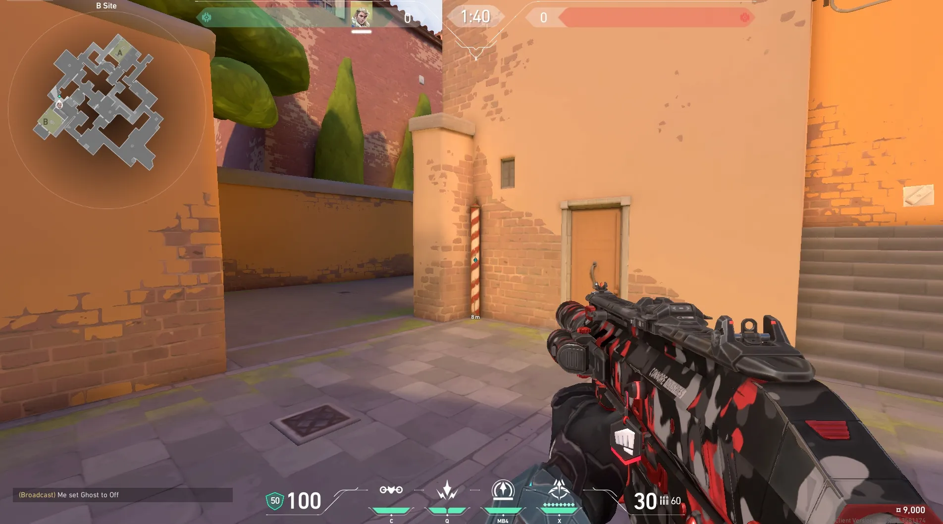 Sova Shock Bolt on Ascent Defense Site B — step 6 of 9: Aim — line up the shot