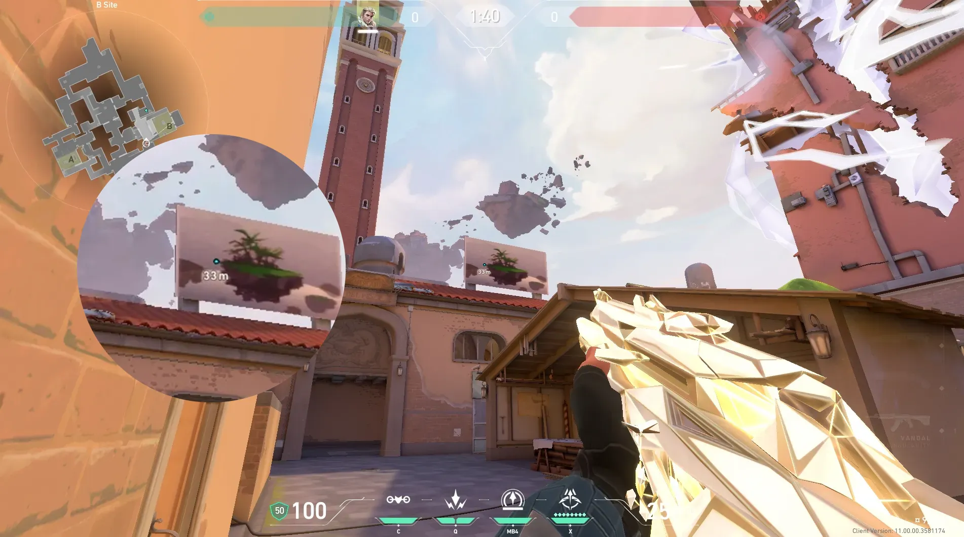 Sova Shock Bolt on Ascent Defense Site B — step 7 of 9: Aim — line up the shot