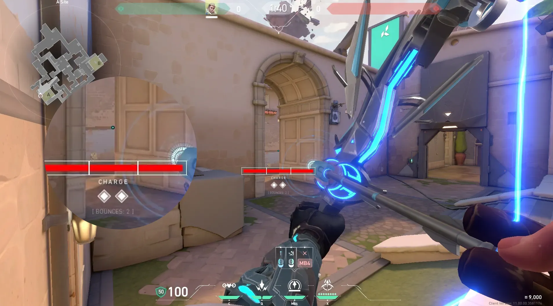 Sova Recon Bolt on Ascent Defense Site A — step 2 of 3: Aim — line up the shot