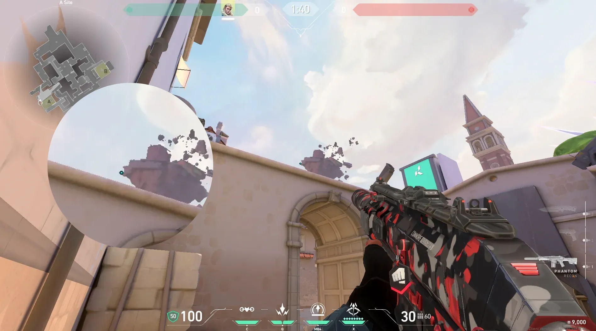 Sova Shock Bolt on Ascent Defense Site A — step 2 of 8: Aim — line up the shot