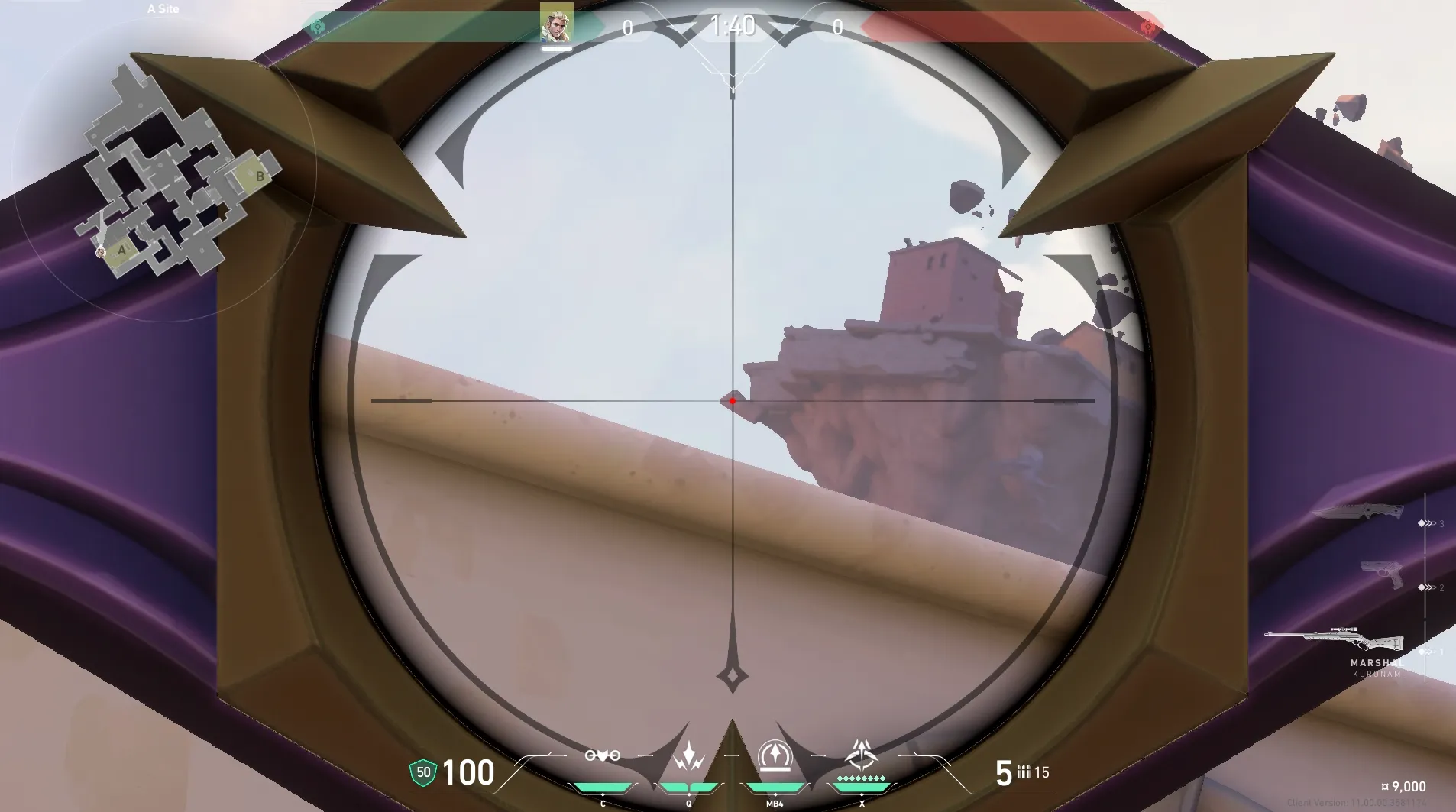 Sova Shock Bolt on Ascent Defense Site A — step 3 of 8: Aim — line up the shot
