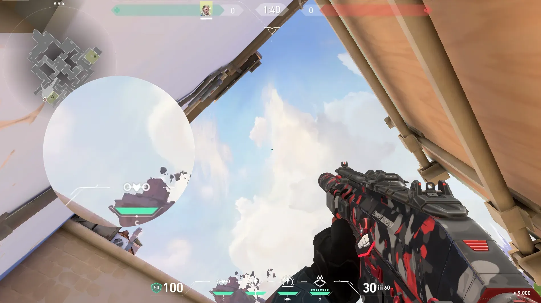 Sova Shock Bolt on Ascent Defense Site A — step 4 of 8: Aim — line up the shot