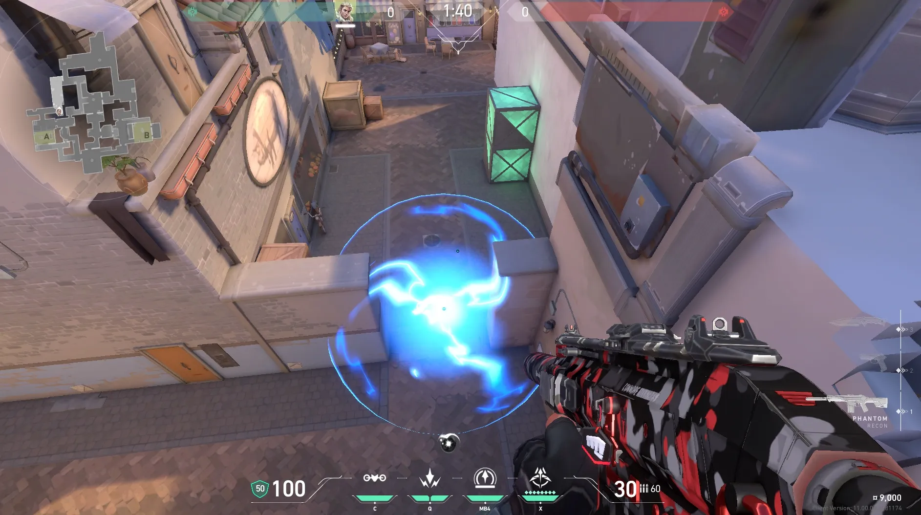 Sova Shock Bolt on Ascent Defense Site A — step 5 of 8: Aim — line up the shot