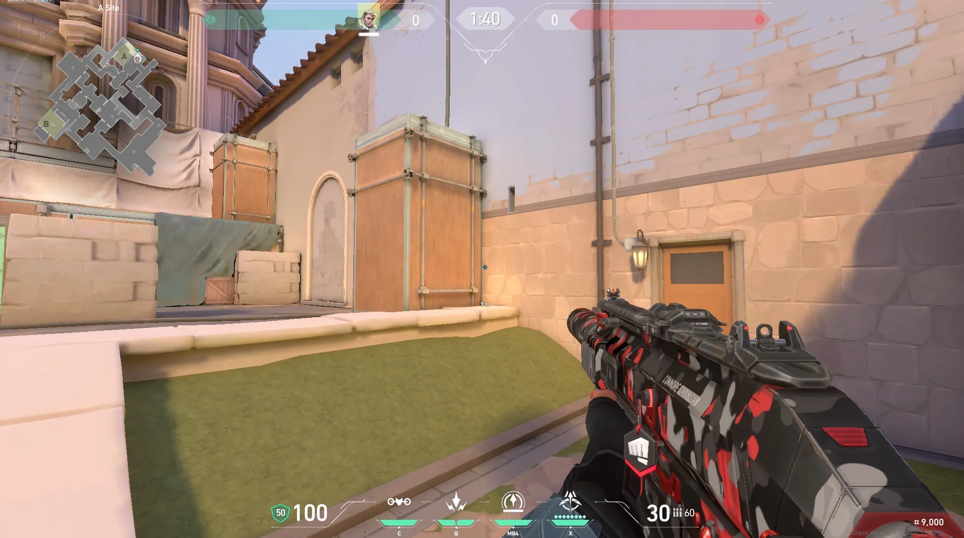 Sova Shock Bolt on Ascent Defense Site A — step 6 of 8: Aim — line up the shot