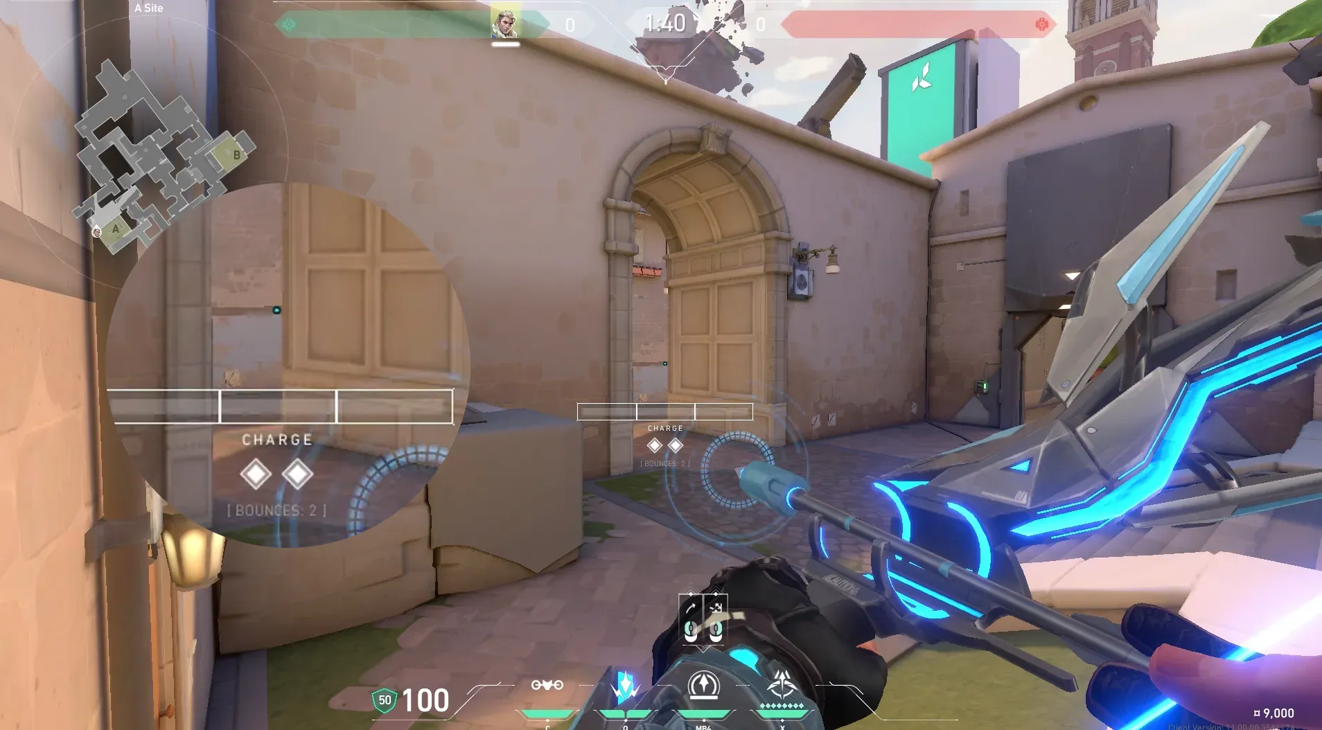 Sova Shock Bolt on Ascent Defense Site A — step 7 of 8: Aim — line up the shot